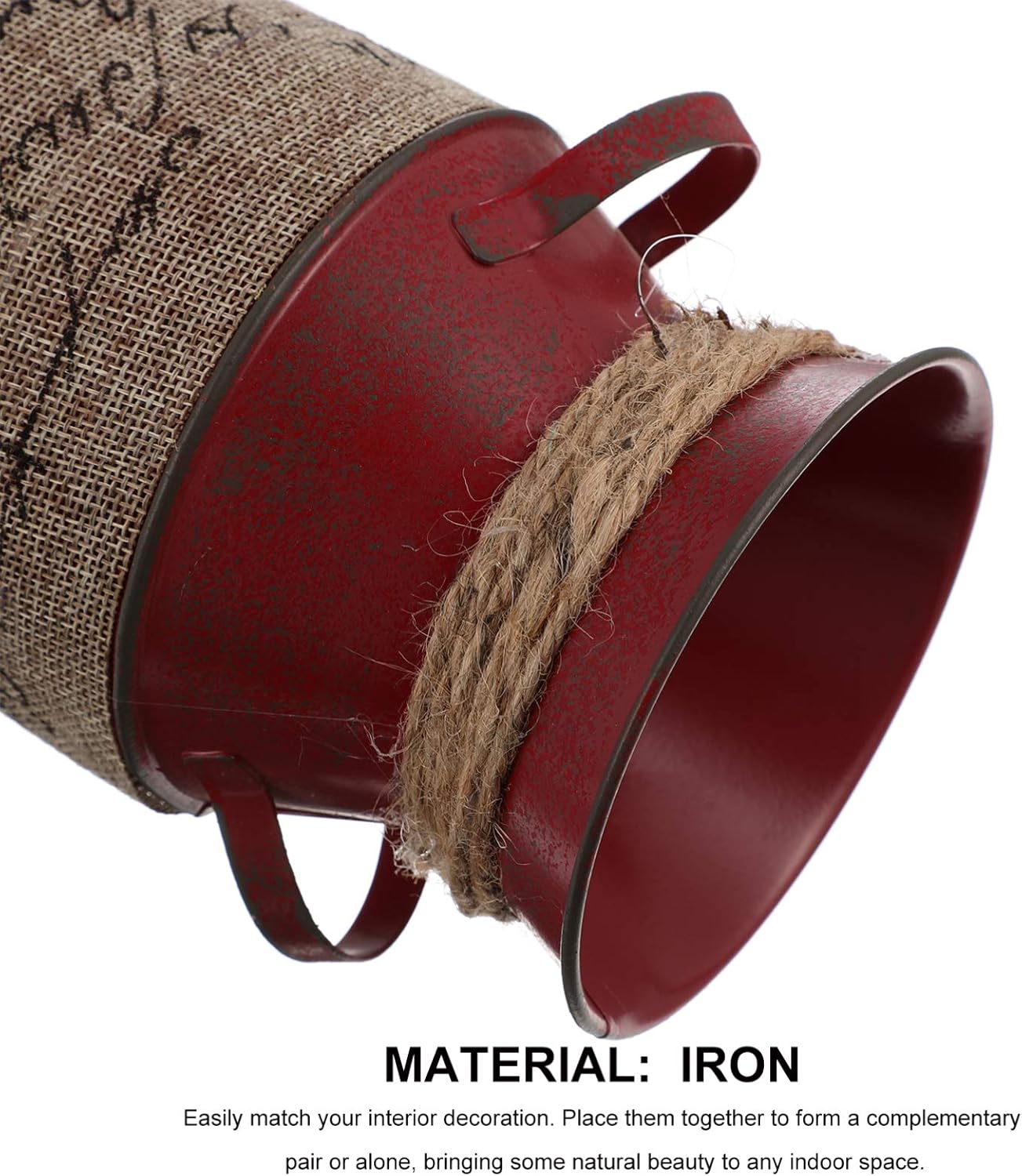 Cabilock Vintage Flower Bucket Rustic Metal Vase Decor