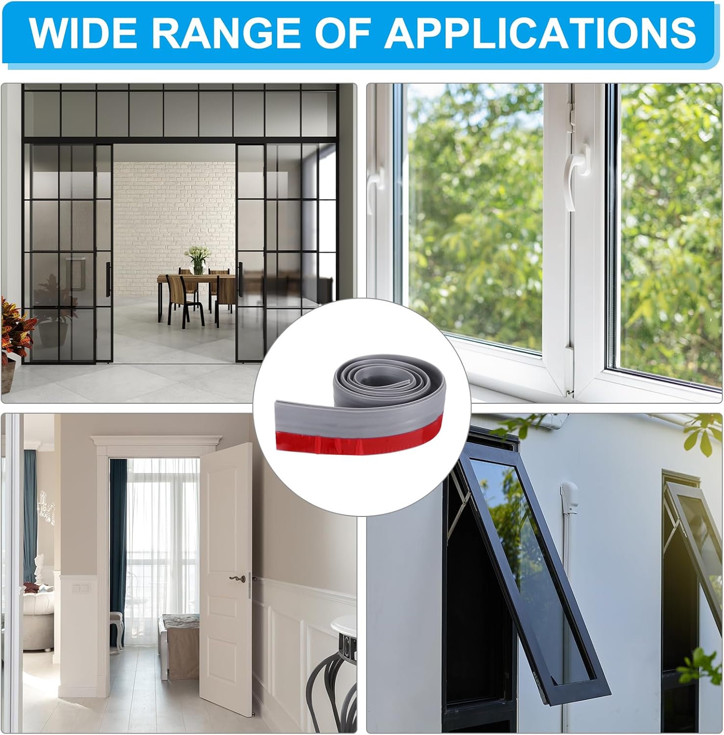 PATIKIL Door Draft Stopper 33FT Silicone Weather Stripping Seal Gray