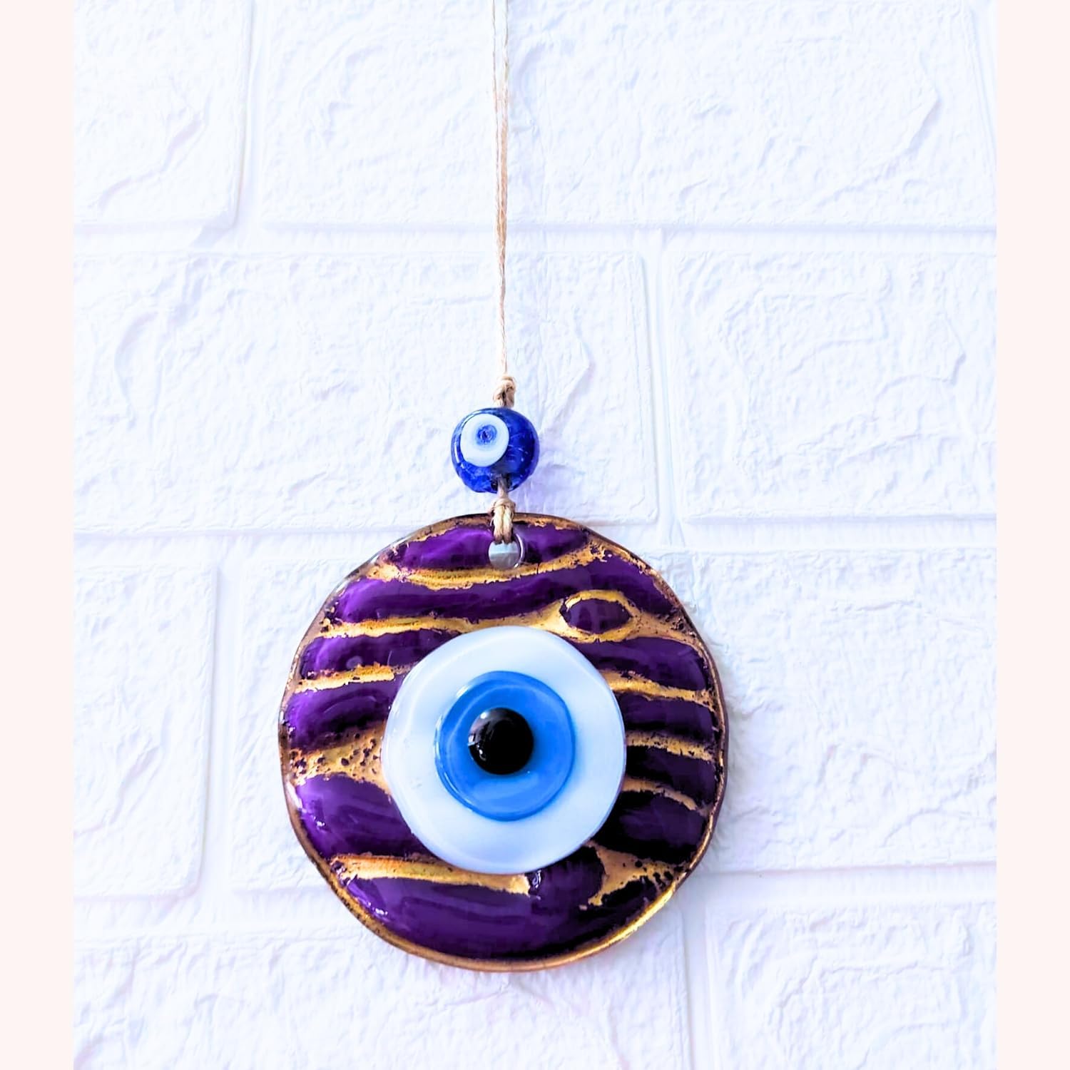 Macroria Twisted Evil Eye Halloween 35 Gold Black Glass Wall Hanging