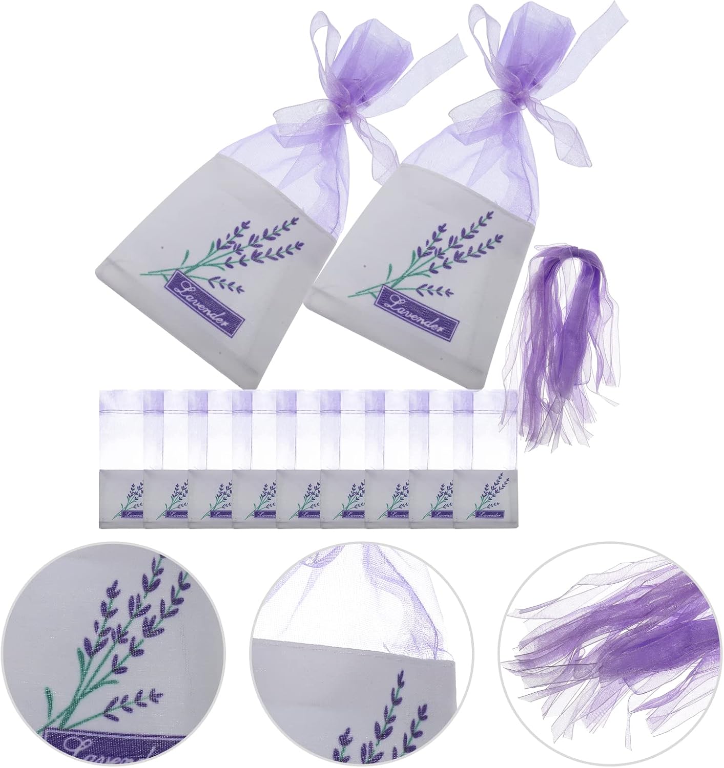 30 Pcs Lavender Sachet Bags Empty Mesh Drawstring Organza Cotton Ramie