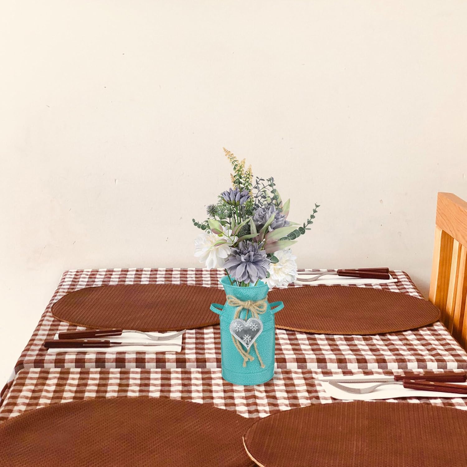 Yardwe Vintage Iron Bucket Vase for Home Decor