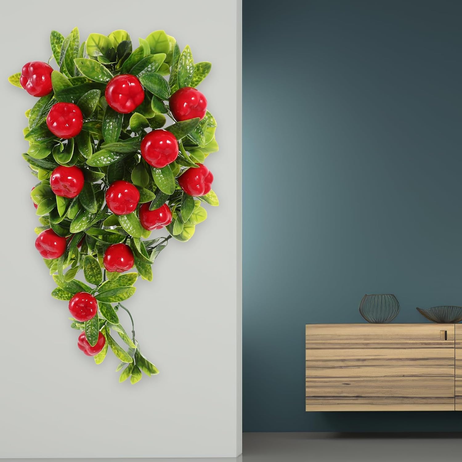 SEWACC Artificial Lemon Teardrop Wreath for Home Decor