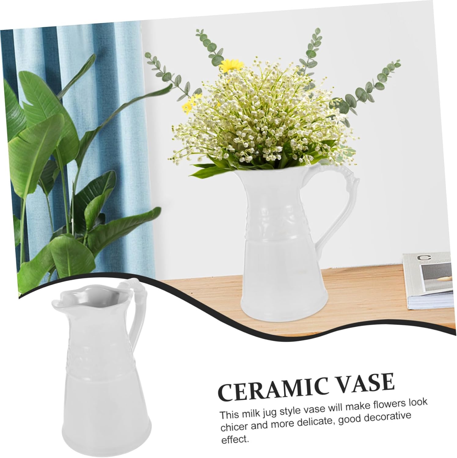 STOBAZA Artistic Ceramic Pitcher Vase for Home and Office