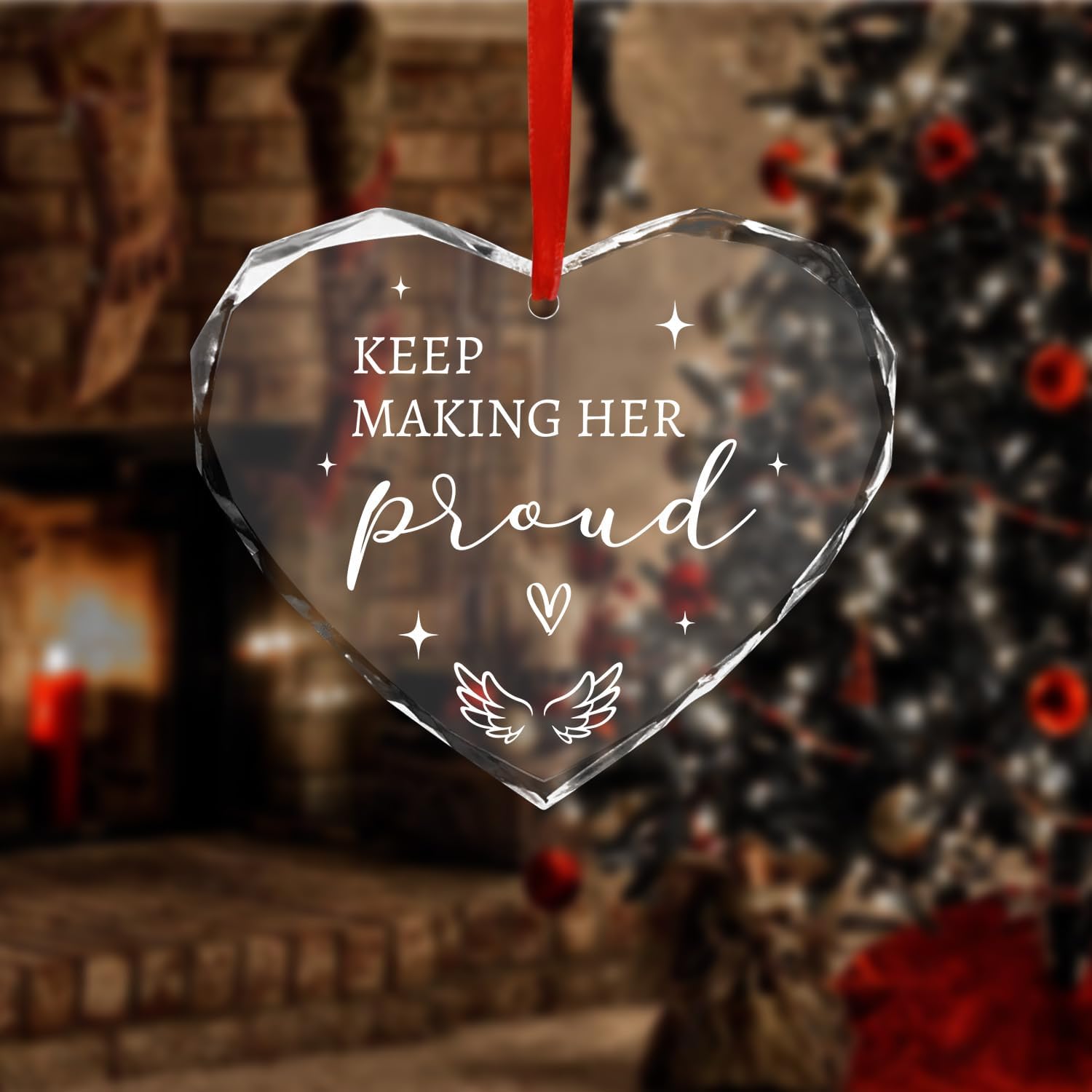 Mom Memorial Glass Ornament - Keep Making Her Proud
