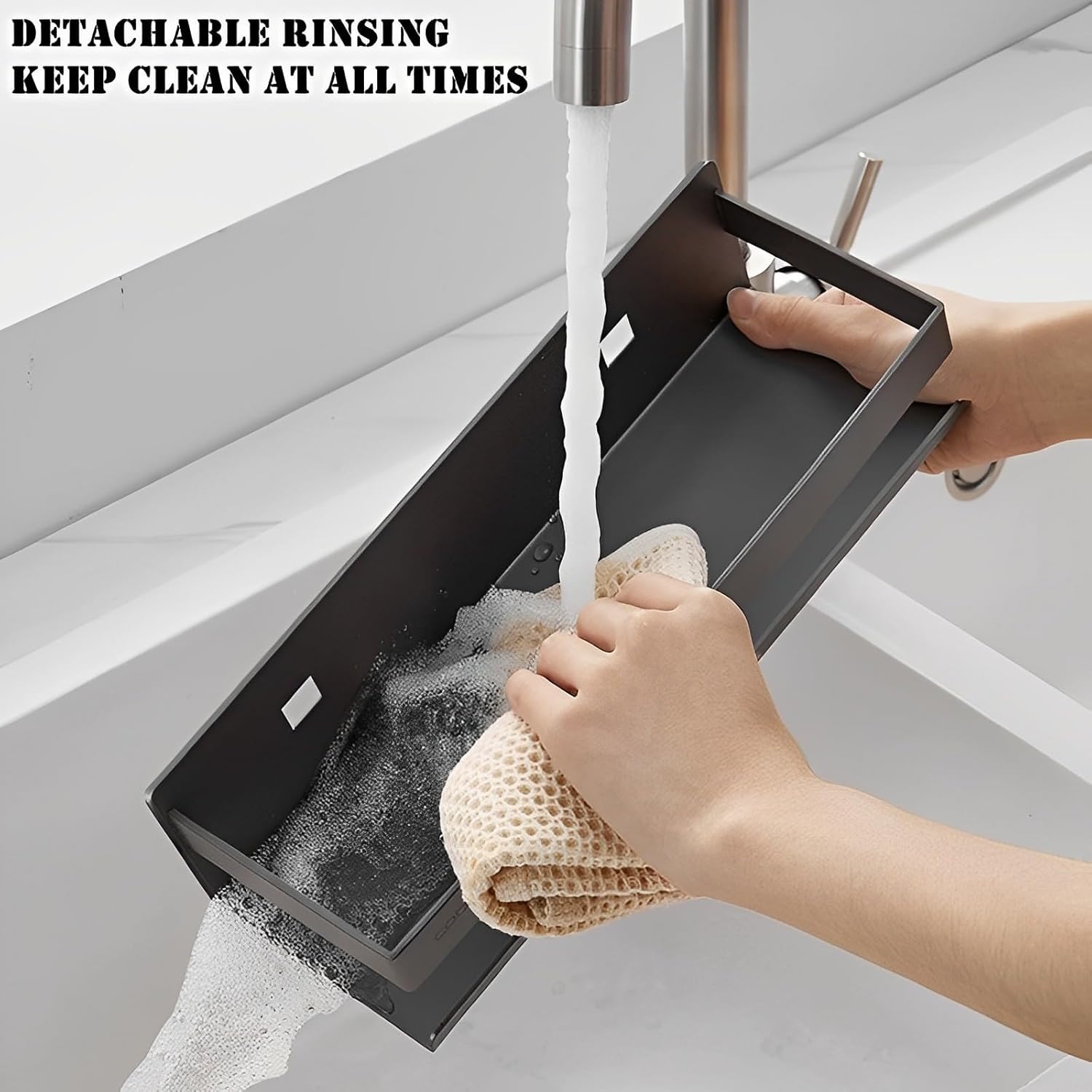 Stainless Steel Detachable Wall Mounted Floating Shelf Set of 1 Gray