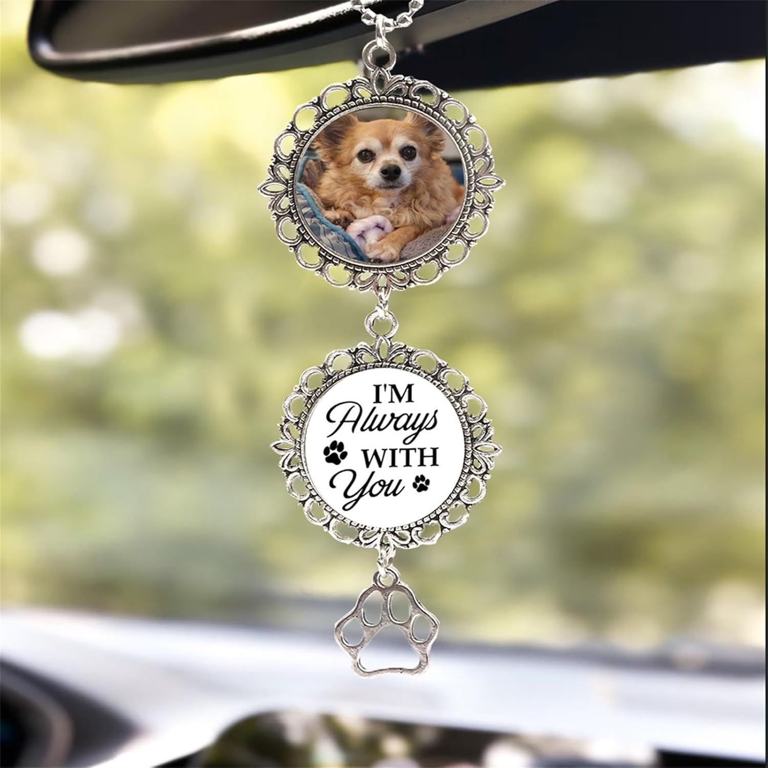 Double-Sided Custom Photo Car Pendant Memorial Charm for Pet Remembrance