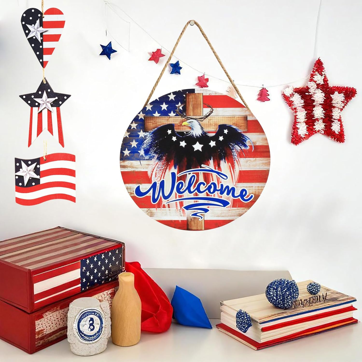 4th of July Patriotic Eagle Wreath Door Decor