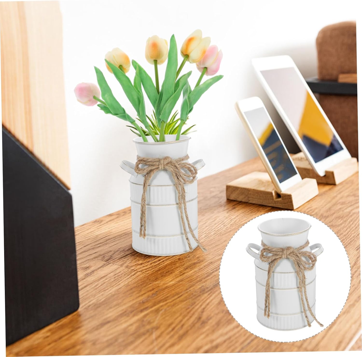 VINTORKY Breast Milk Pitcher Vase Vintage Iron Flower Holder Decorative Metal Vase