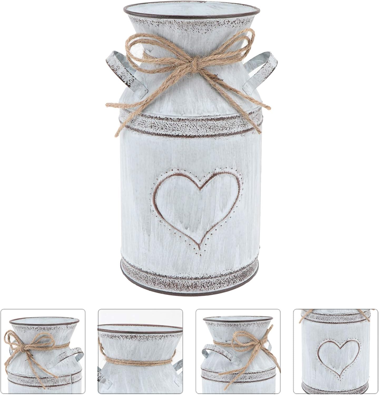 Vintage Tin Vase for Flowers - Rustic Heart Shaped Decor