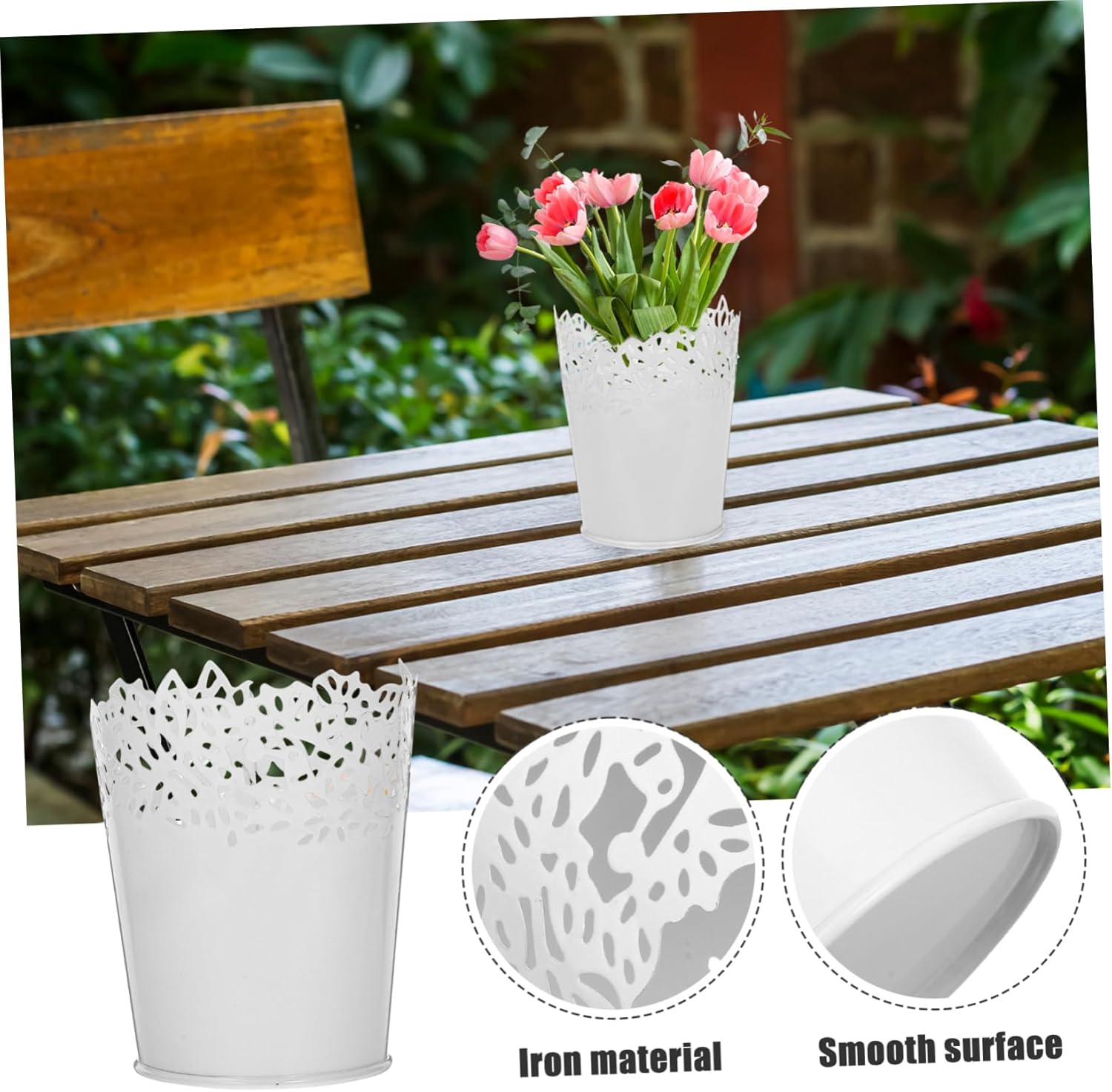 ABOOFAN White Hollow Iron Storage Buckets Set