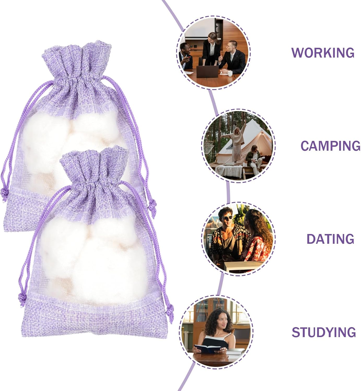 10Pcs Lavender Sachet Bags - Empty Violet Cloth Drawstring Bags for Fragrance and Storage