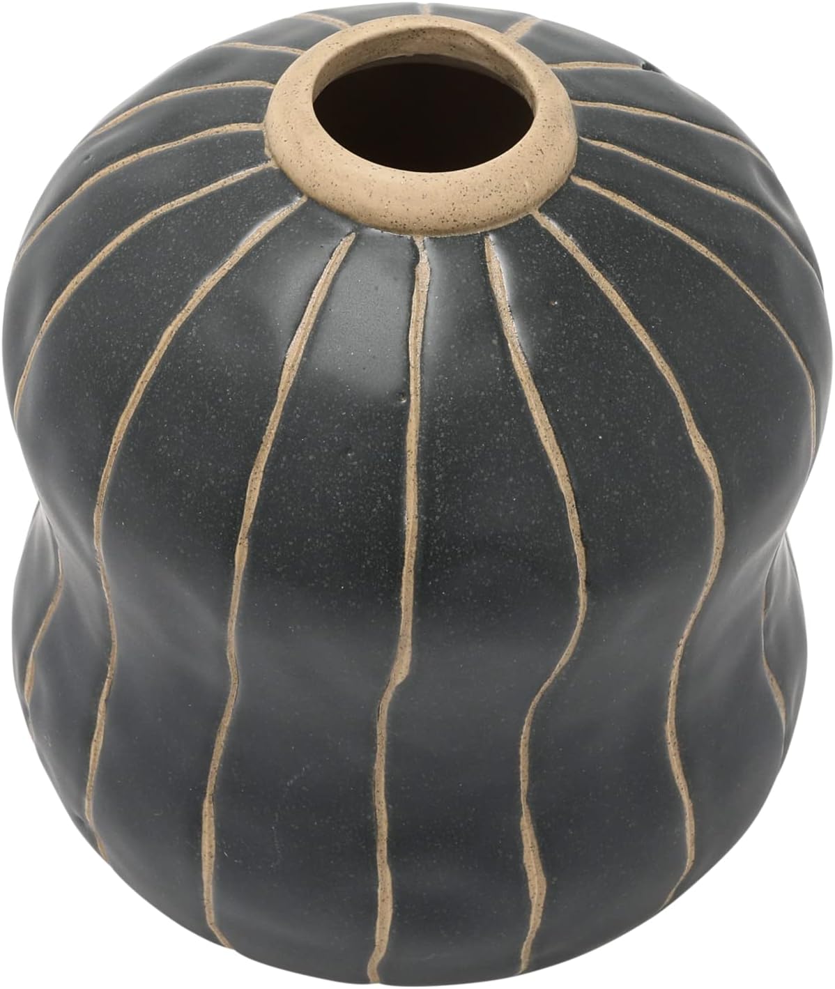 Creative Co Op Stoneware Vase Black Cream 5x5x6