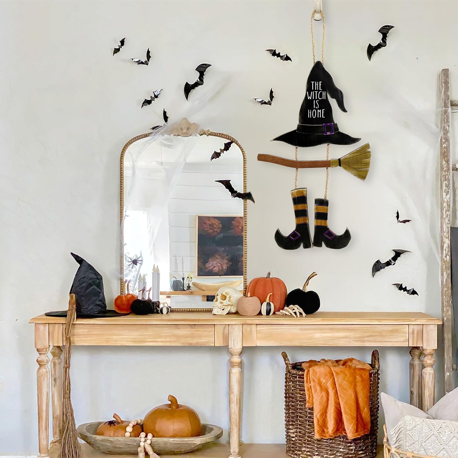 MelonBoat Halloween Witch Door Decor Wreath