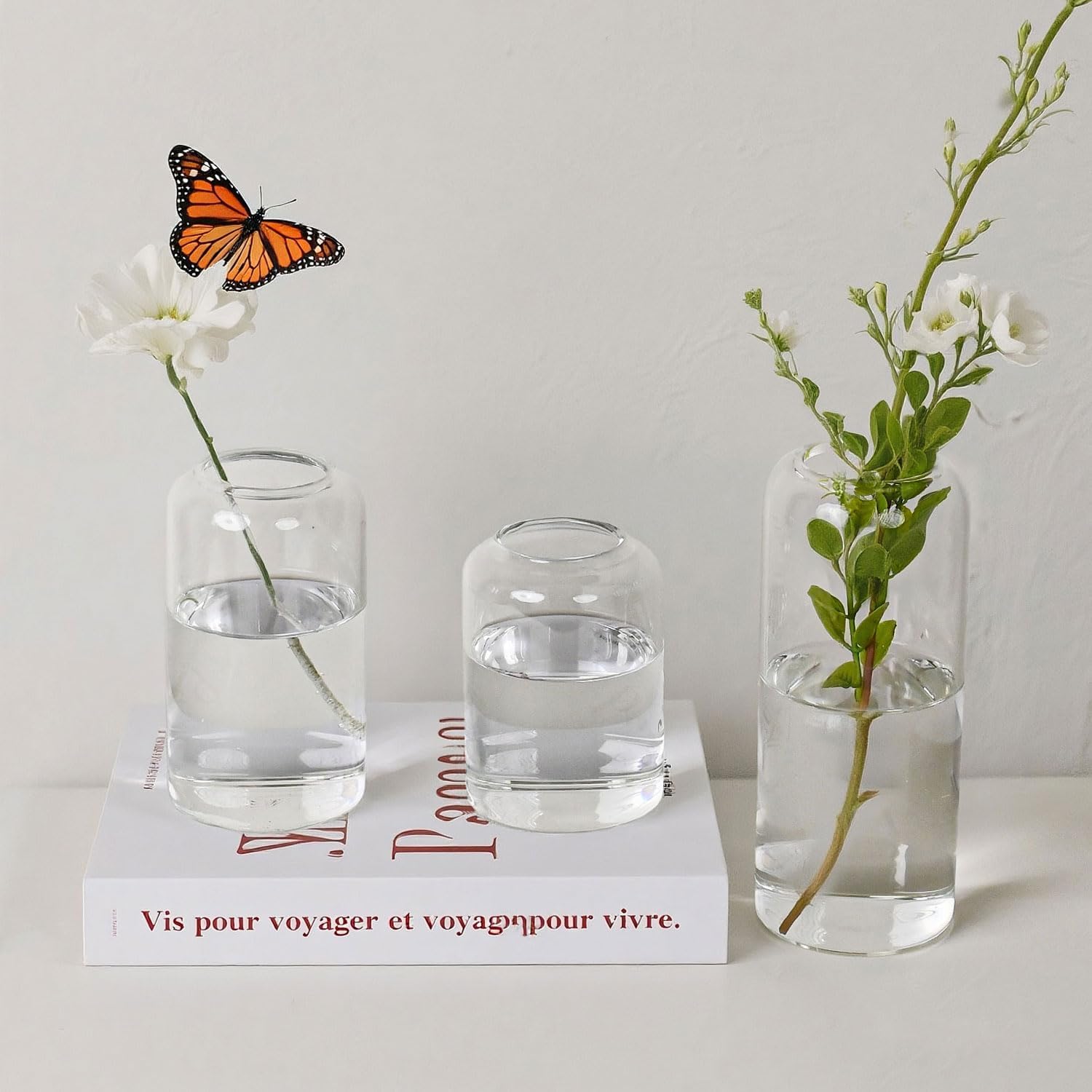 Tahnach Glass Bud Vases Set of 3 Clear Vases for Centerpieces