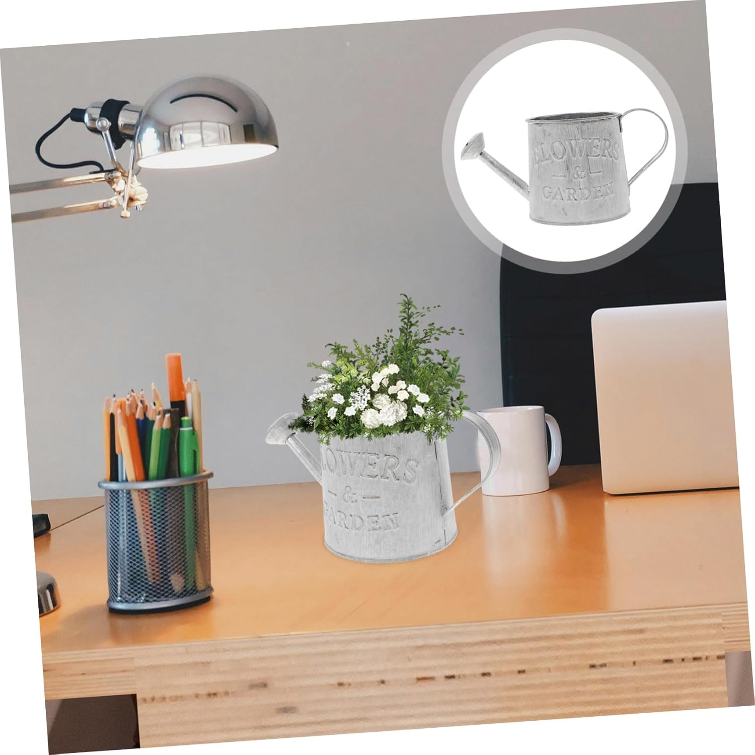 3pcs Vintage Galvanized Metal Flower Vase Watering Can Plant Holder