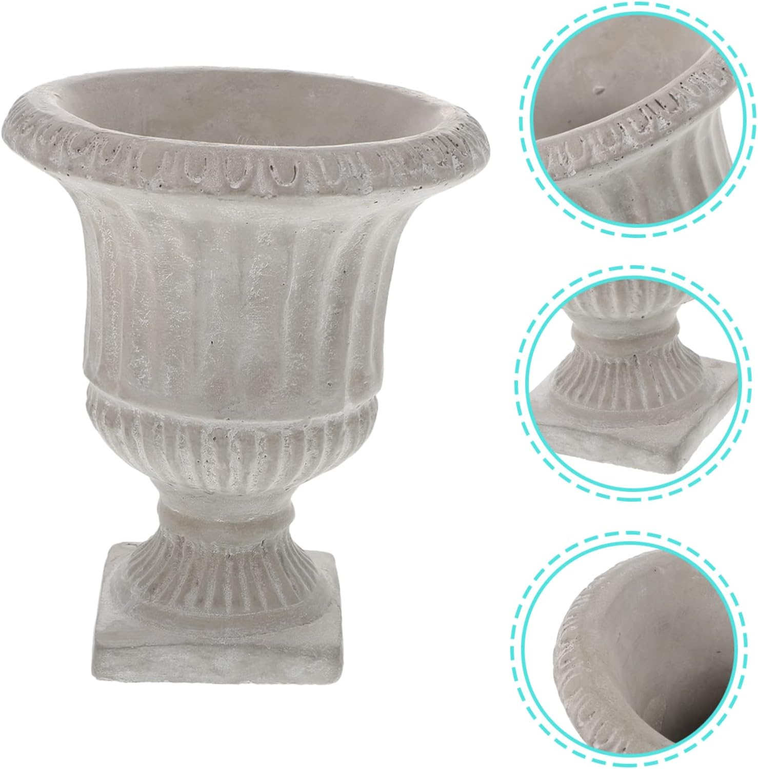 STOBAZA Cement Vase with Vertical Stripes Design