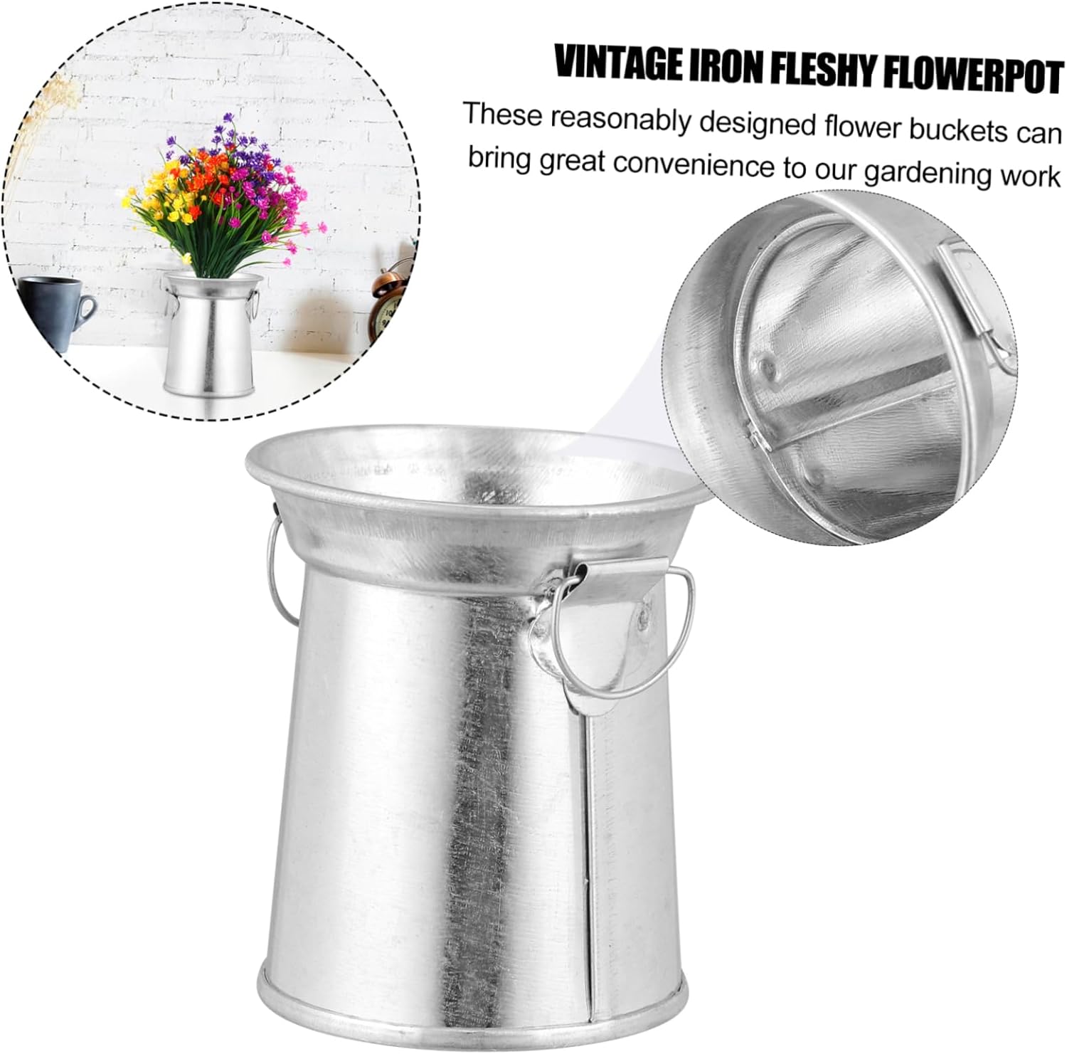 3pcs Rustic Flower Planter Iron Art Vase for Garden Decor