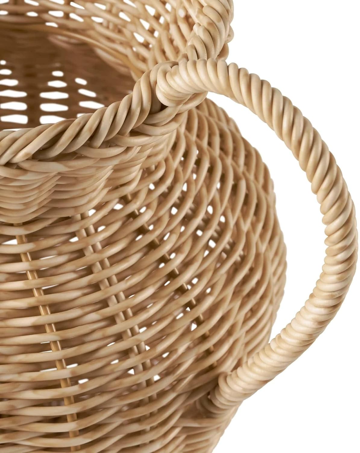 Faux Wood Rattan Vase 9 - Rustic Decorative Woven Pitcher Style