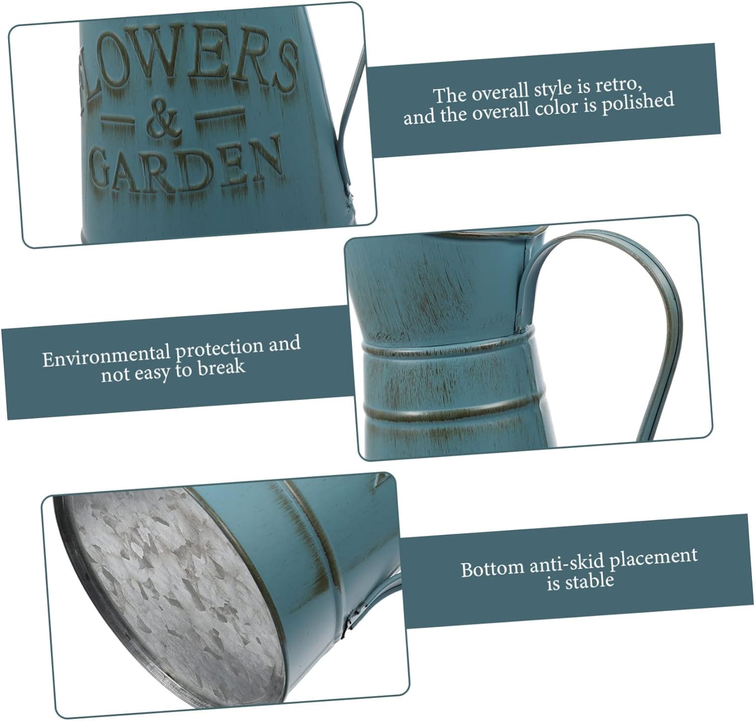 Boho Blue Retro Iron Pot Flower Vase for Home Decor