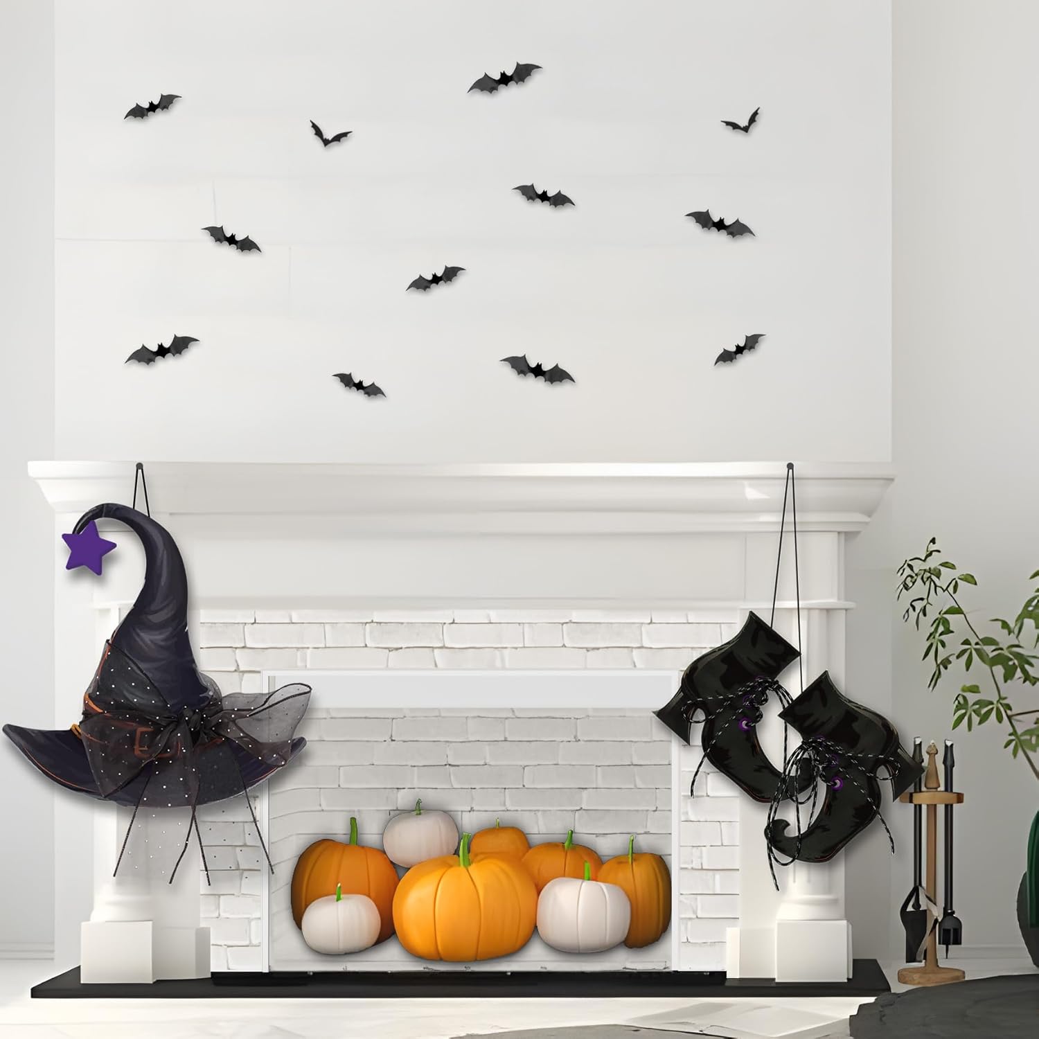 Halloween Witch Door Hanging Decorations with Bats