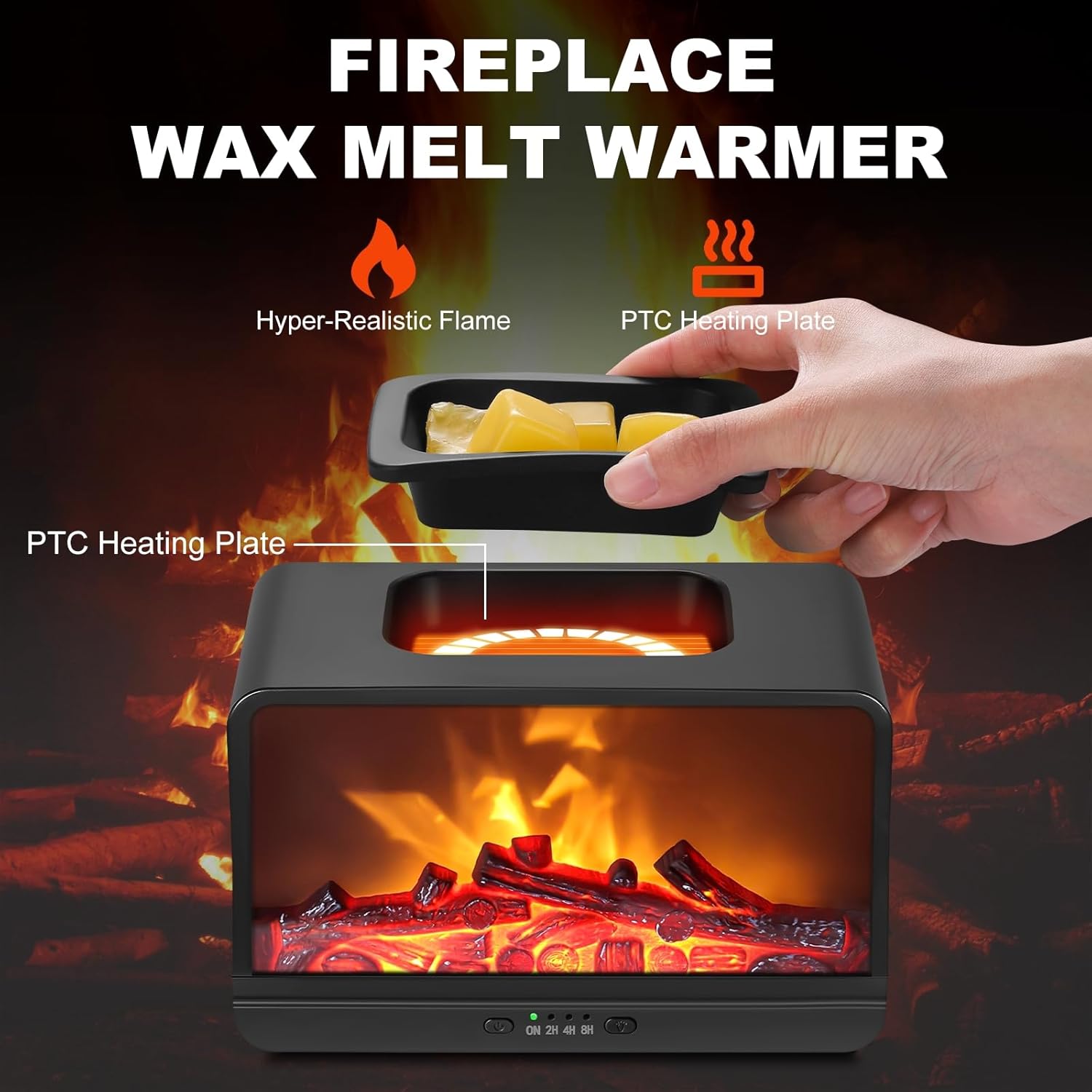 Flame Fireplace Wax Melt Warmer with Timer