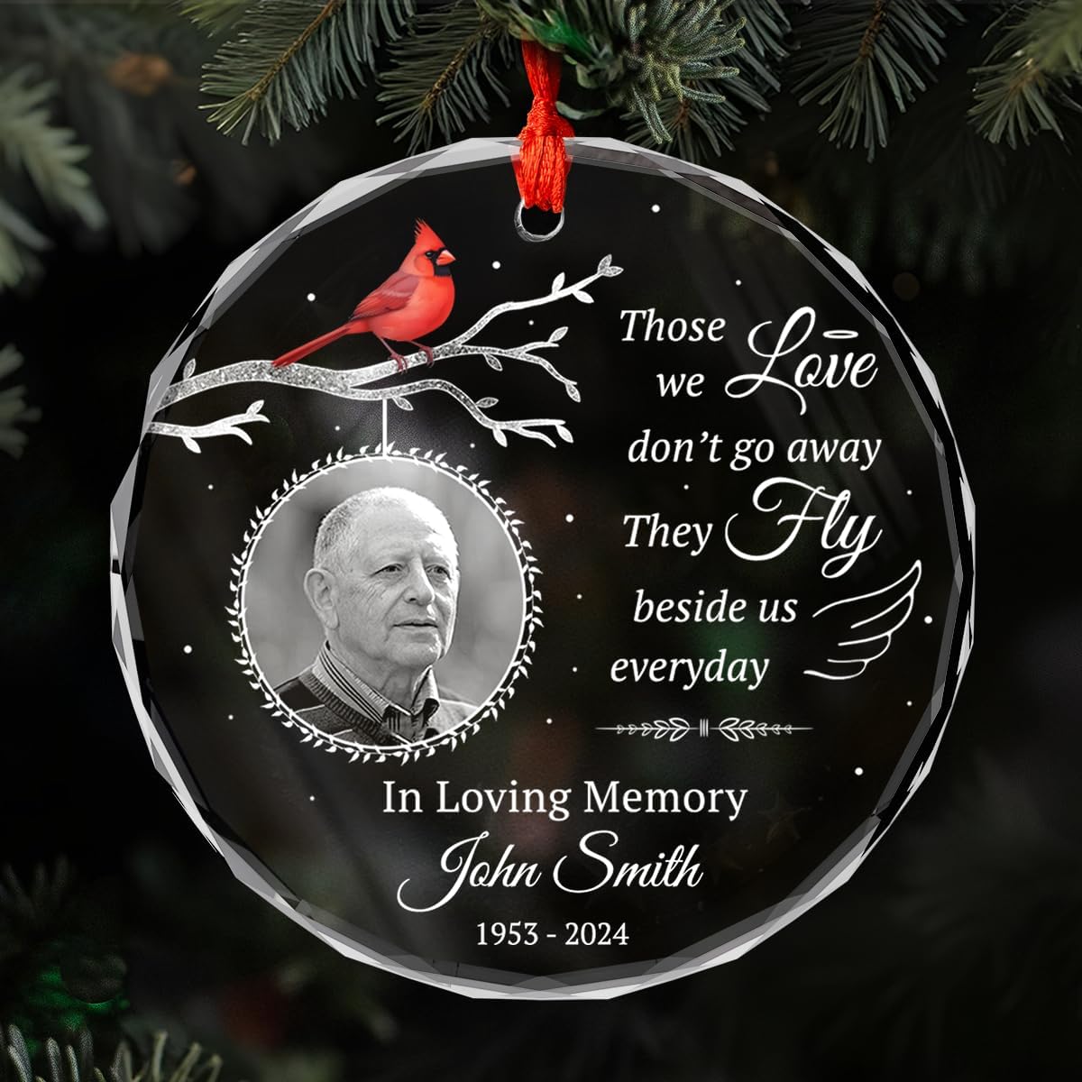 Personalized Glass Ornament for Dad Mom - Sympathy Memorial Keepsake