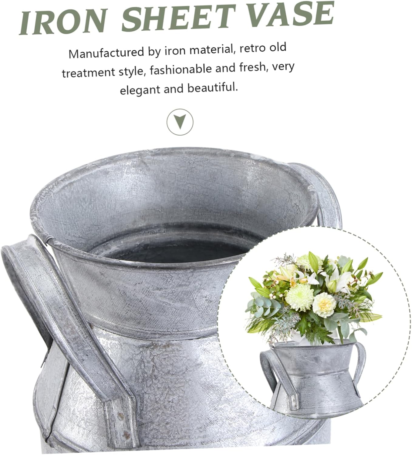 Retro Iron Sheet Flower Vase Bucket Aesthetic Garden Decor