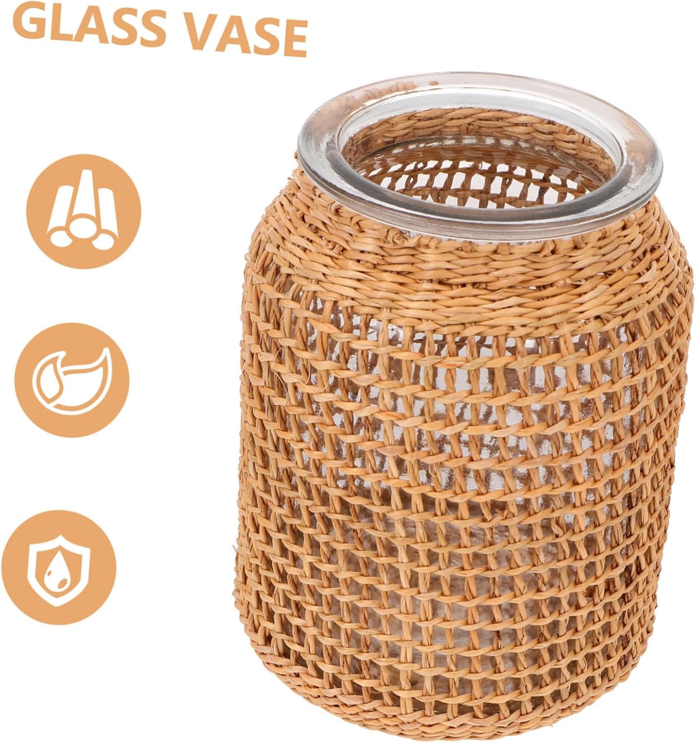 STOBAZA Grass Woven Glass Vase for Hydroponic Decor