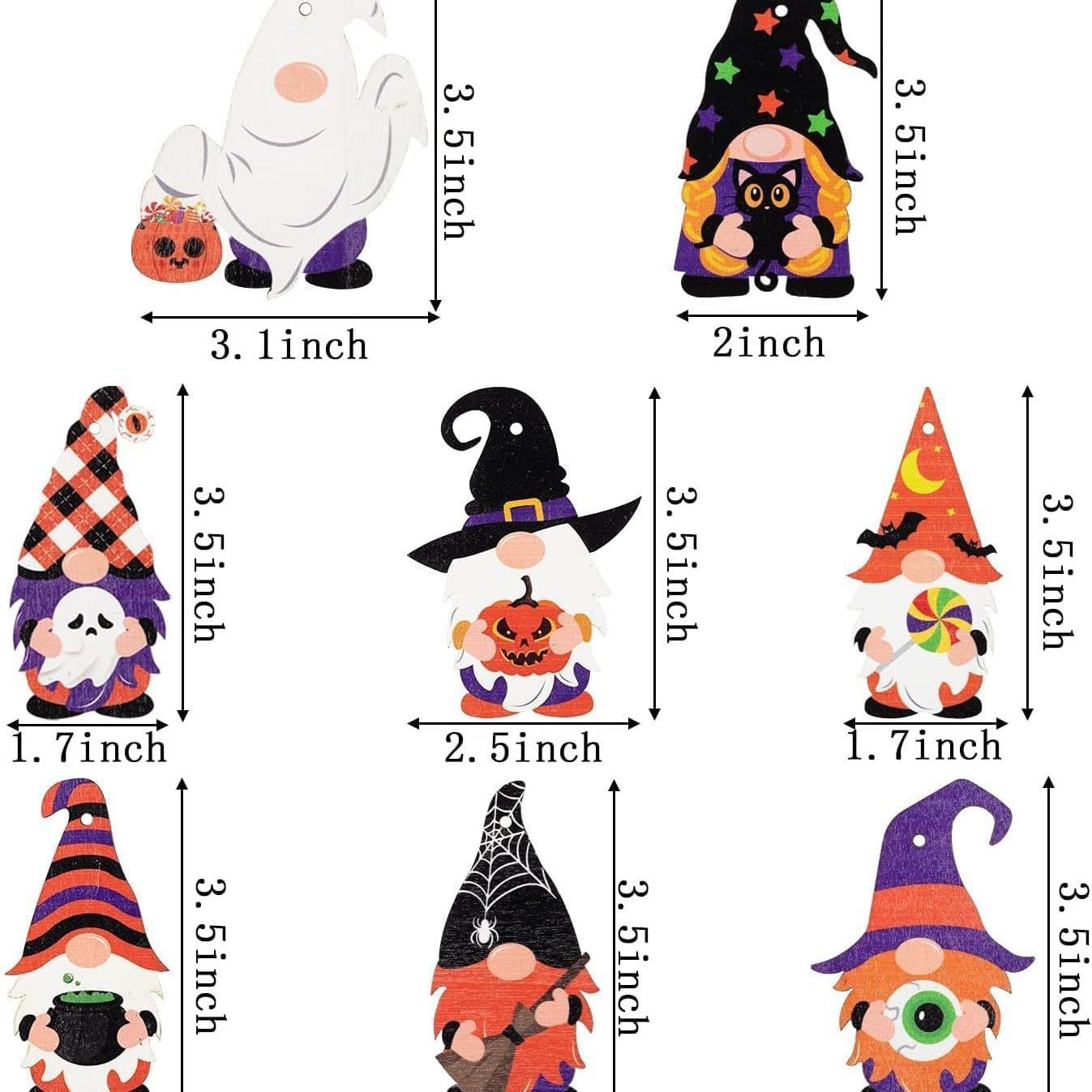 24 pcs Halloween Wooden Gnome Hanging Set with Rope