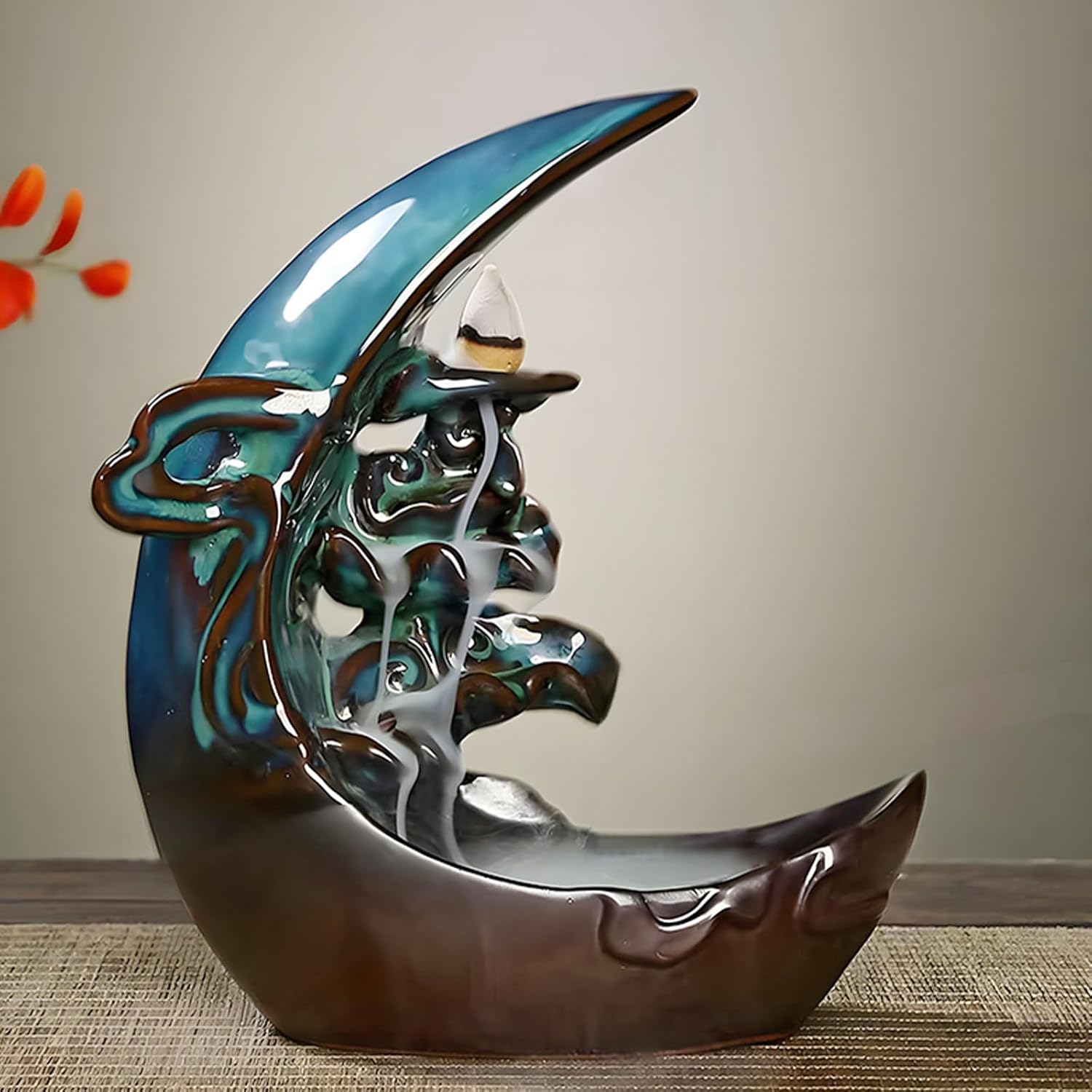 Moon Backflow Incense Holder with 60 Cones