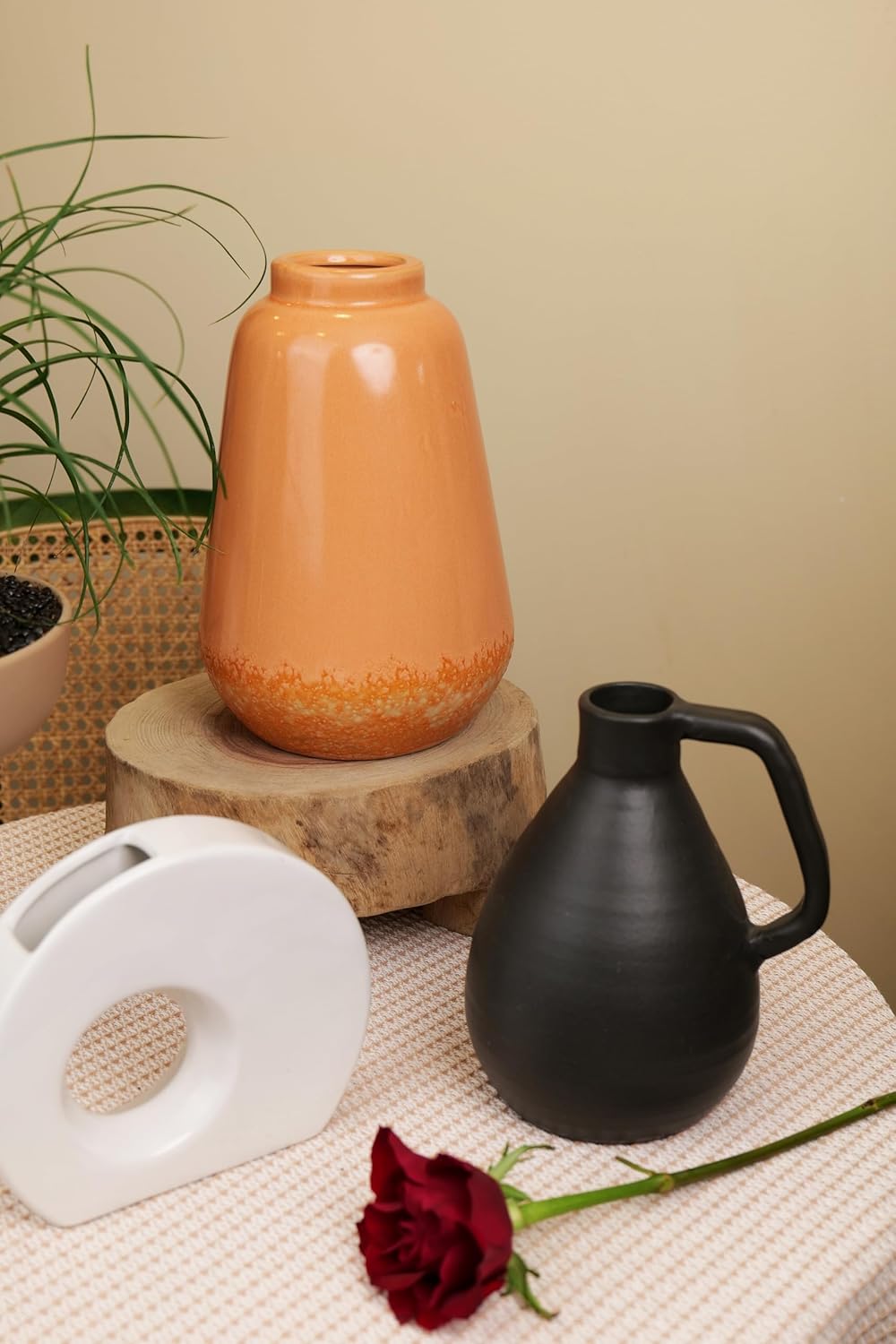 Matte Black Ceramic Pitcher with Handle