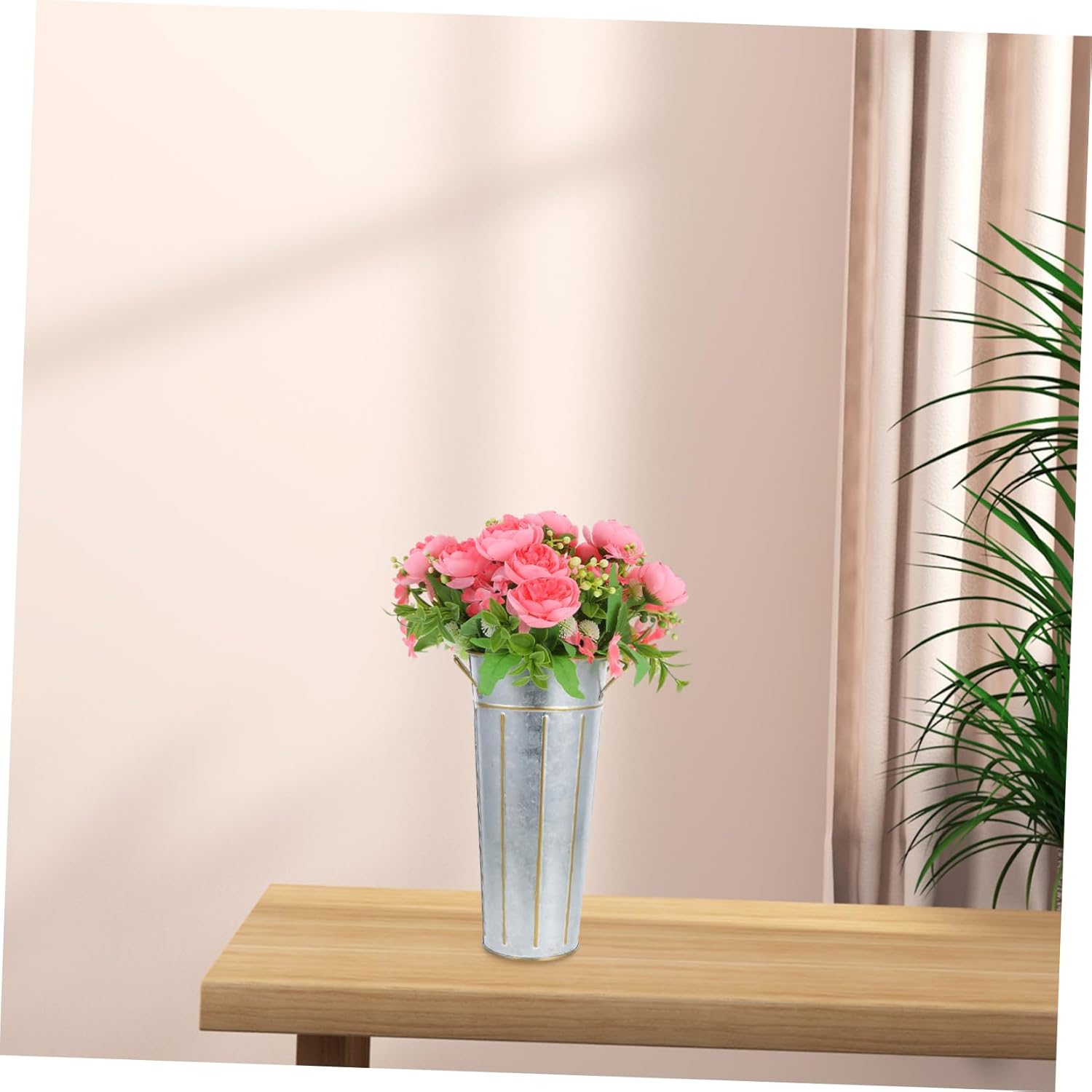 Vintage Iron Flower Arrangement Vase Rustic Decor