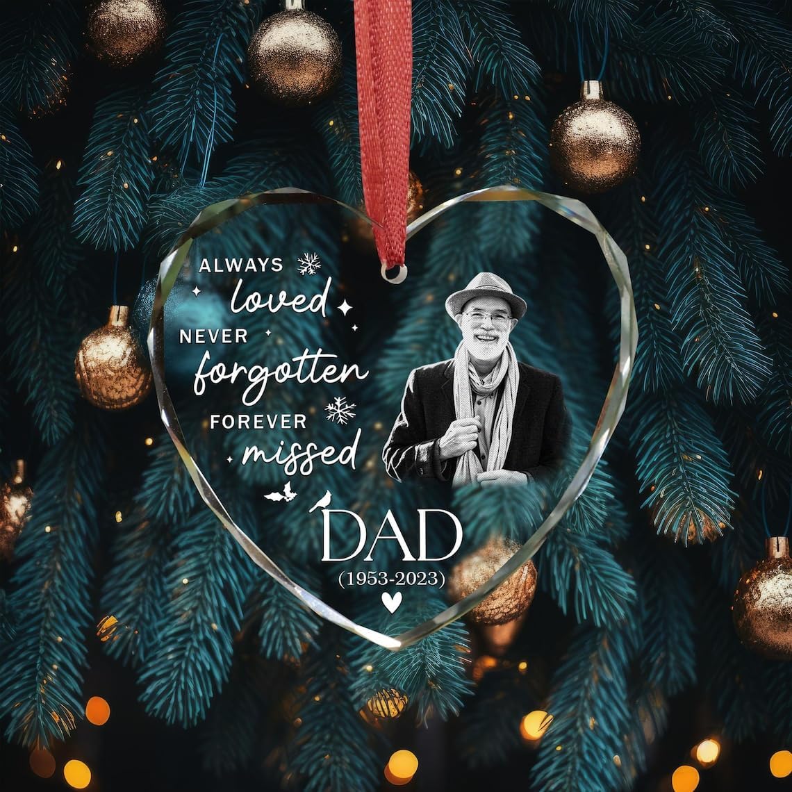 Custom Photo Memorial Christmas Ornament - Mom Loss Dad Memorial Personal Memory Keepsake