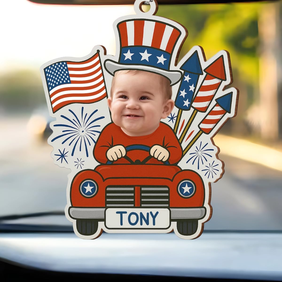 Customizable Baby 4th of July Car Hanging Ornament