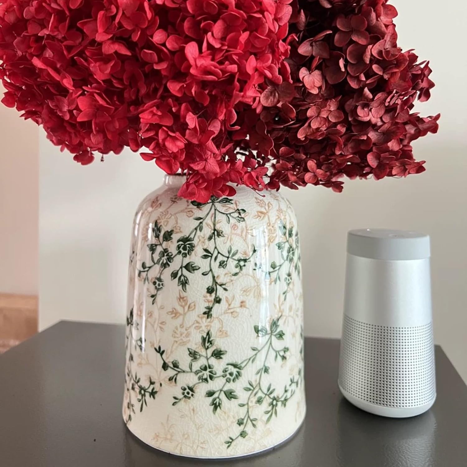 Green and Beige Vintage Ceramic Flower Vase 78 Inch