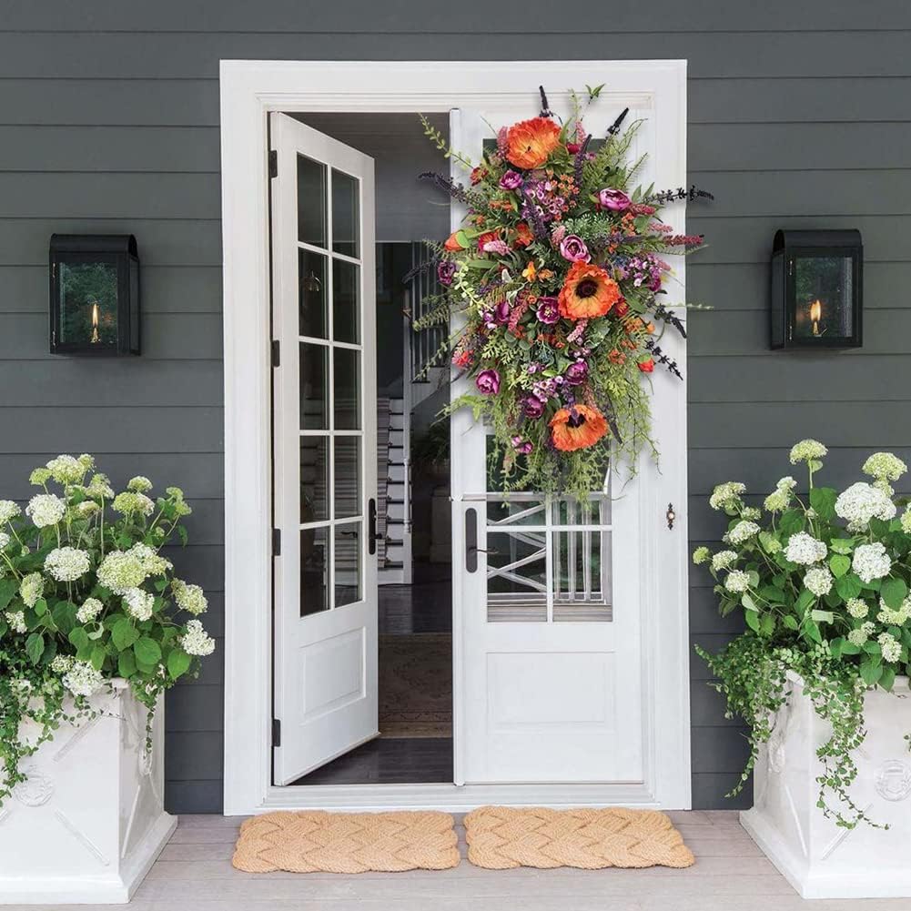 Ochine Spring Front Door Swag Purple Rustic Wreath 1