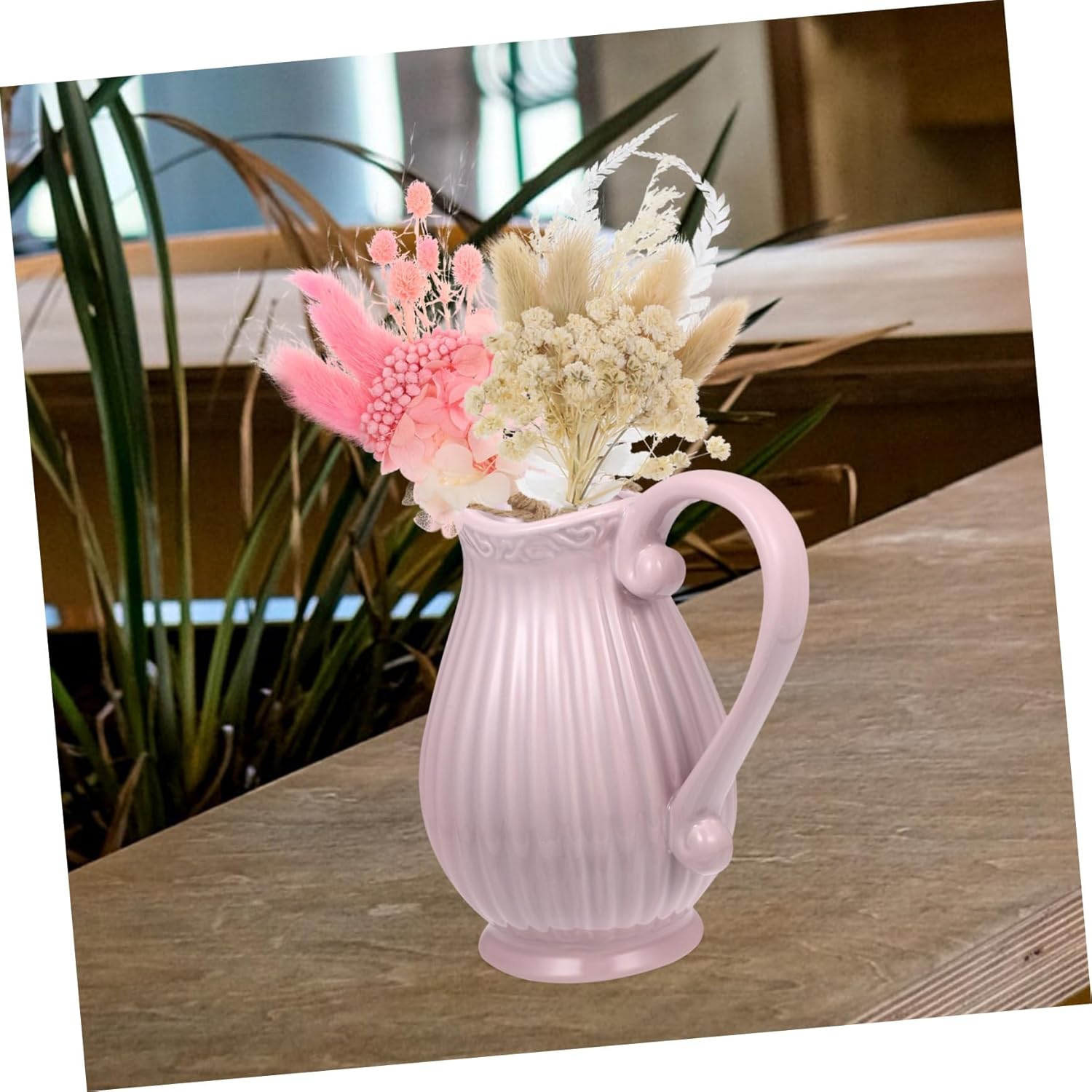 Pink Ceramic Flower Vase for Dried Flowers and Home Decor