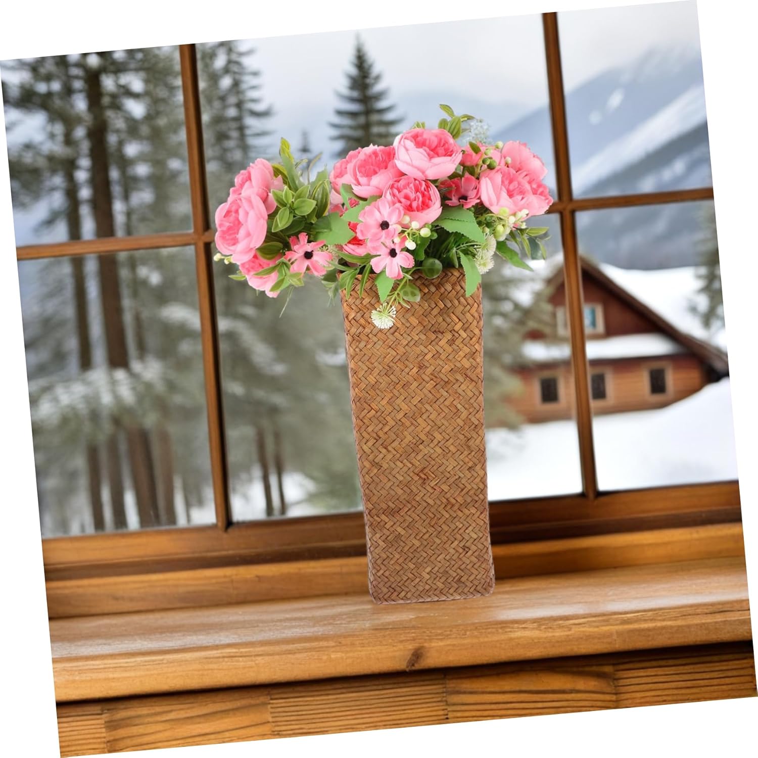 Vintage Woven Flower Vase Natural Seagrass Decorative Pot for Home Centerpieces