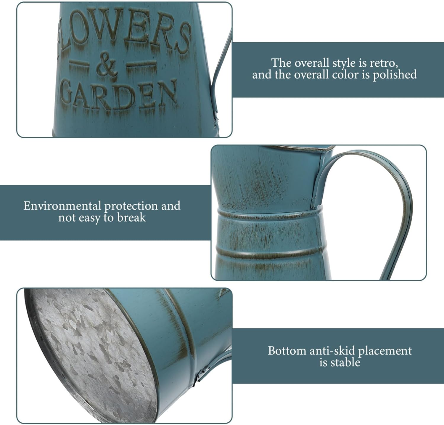 Creative Blue Iron Pot Flower Vase for Home Decor