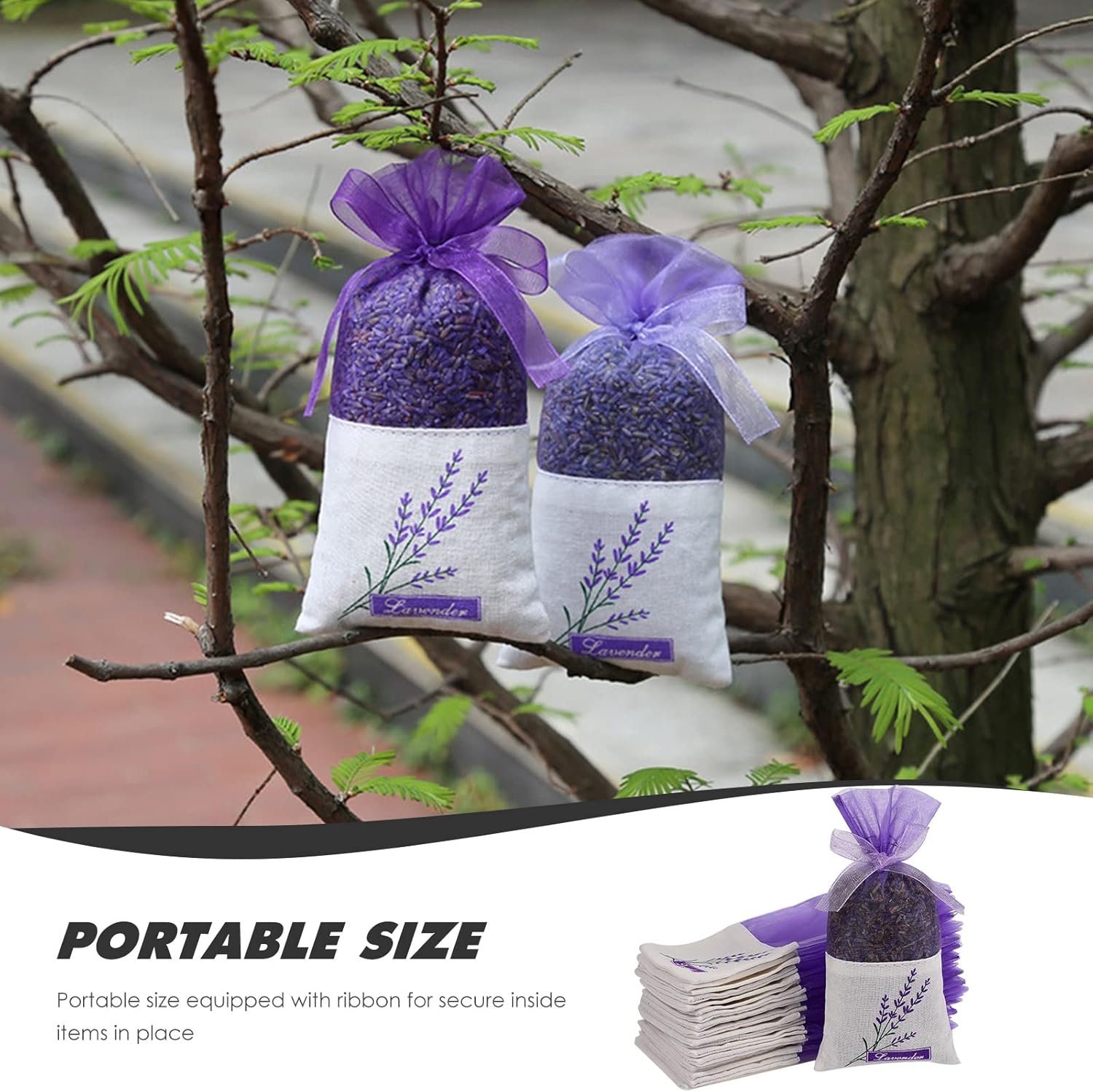 30 Pcs Lavender Sachet Bags Empty Mesh Drawstring Organza Cotton Ramie