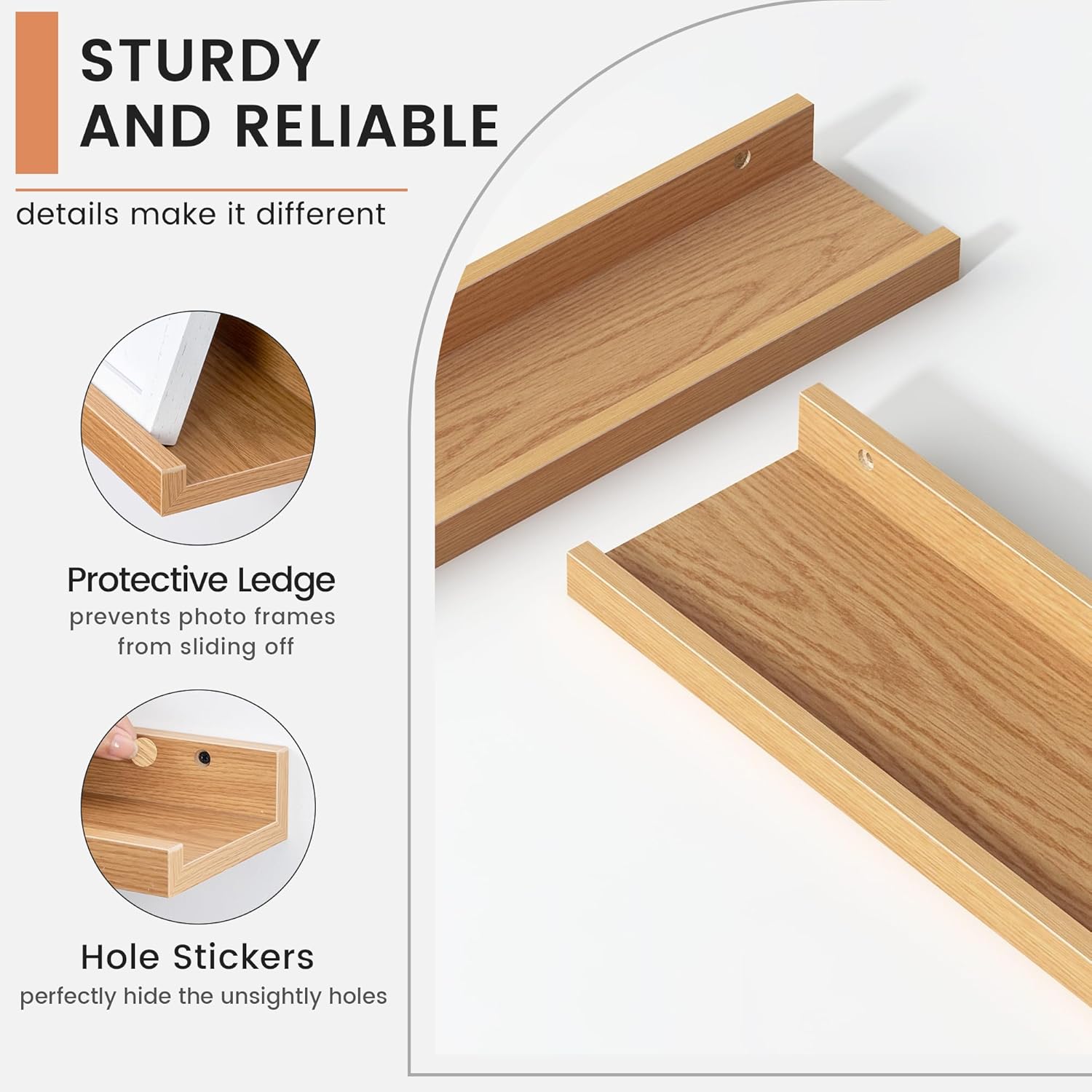 4 Piece Floating Picture Ledge Shelves for Wall Display