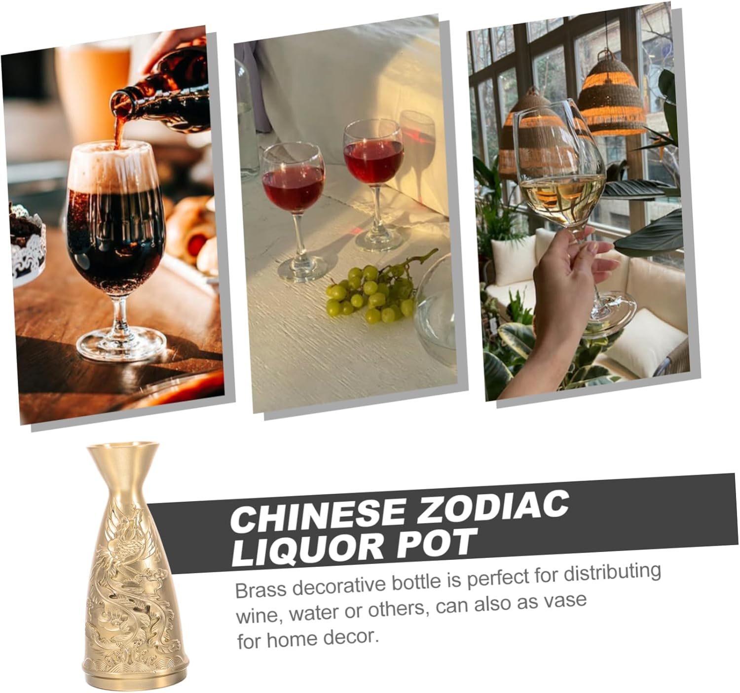 Antique Brass Wine Decanter Decorative Centerpiece for Office Living Room