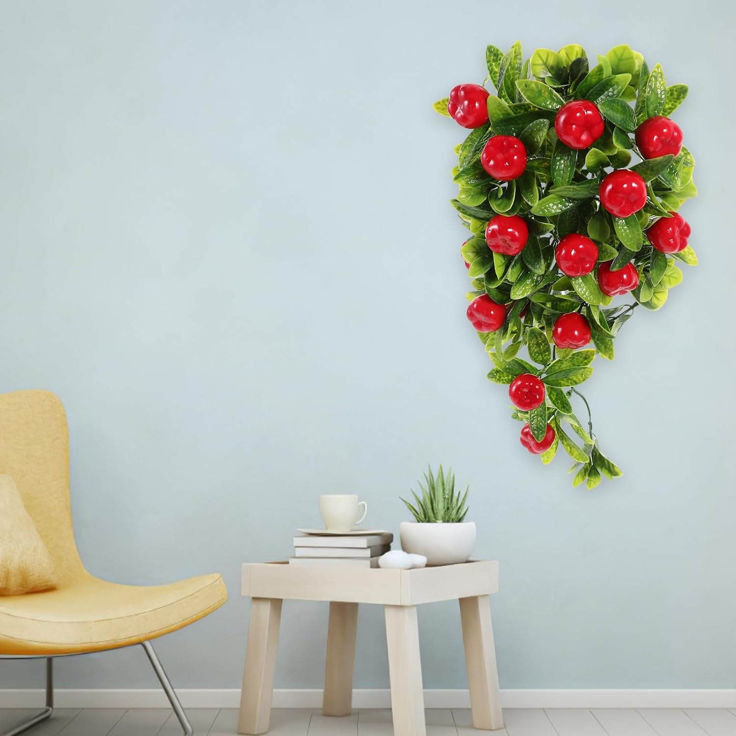 SEWACC Artificial Lemon Teardrop Wreath for Home Decor
