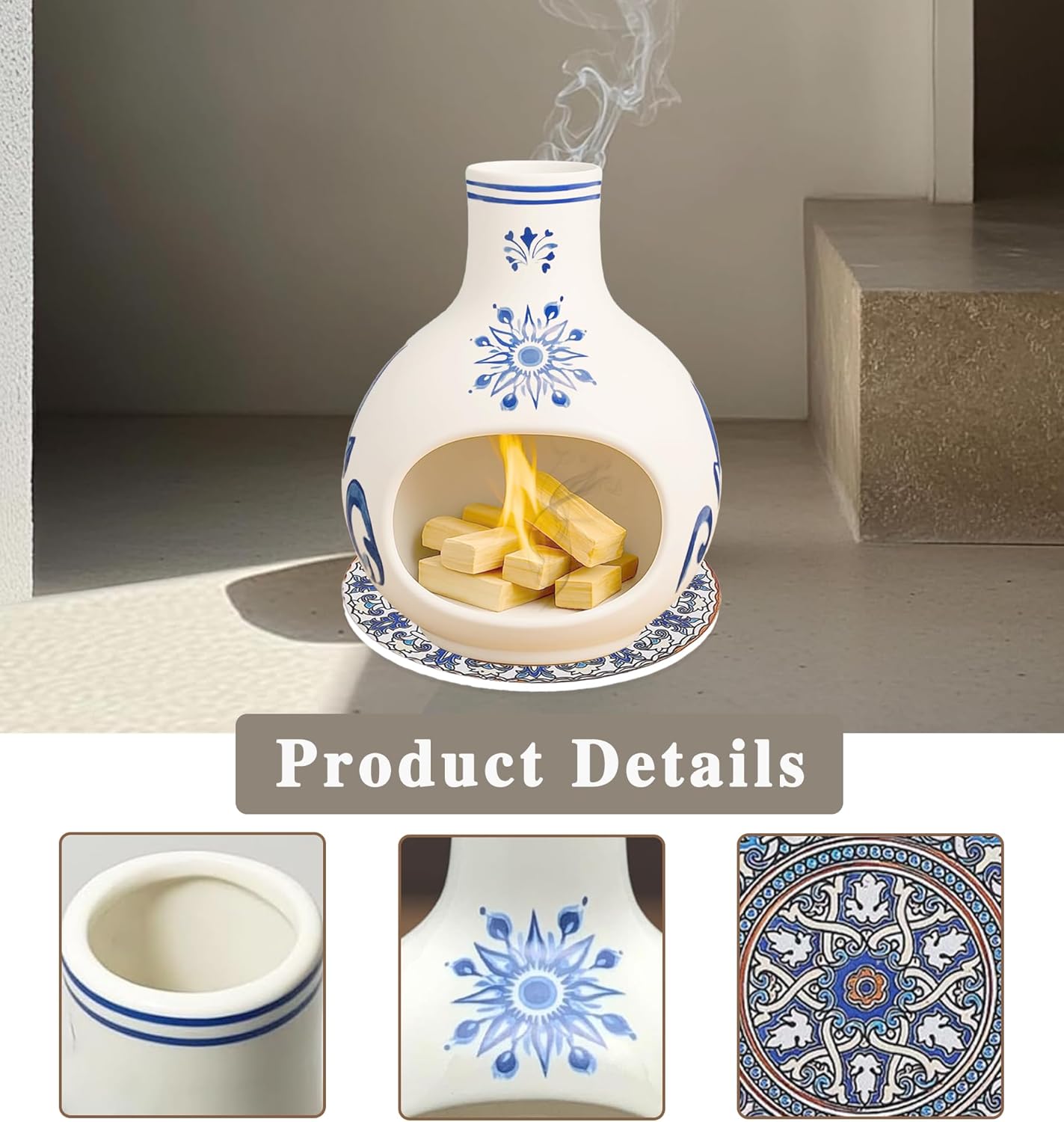 Palo Santo Burner with Holder Brush and Tweezers