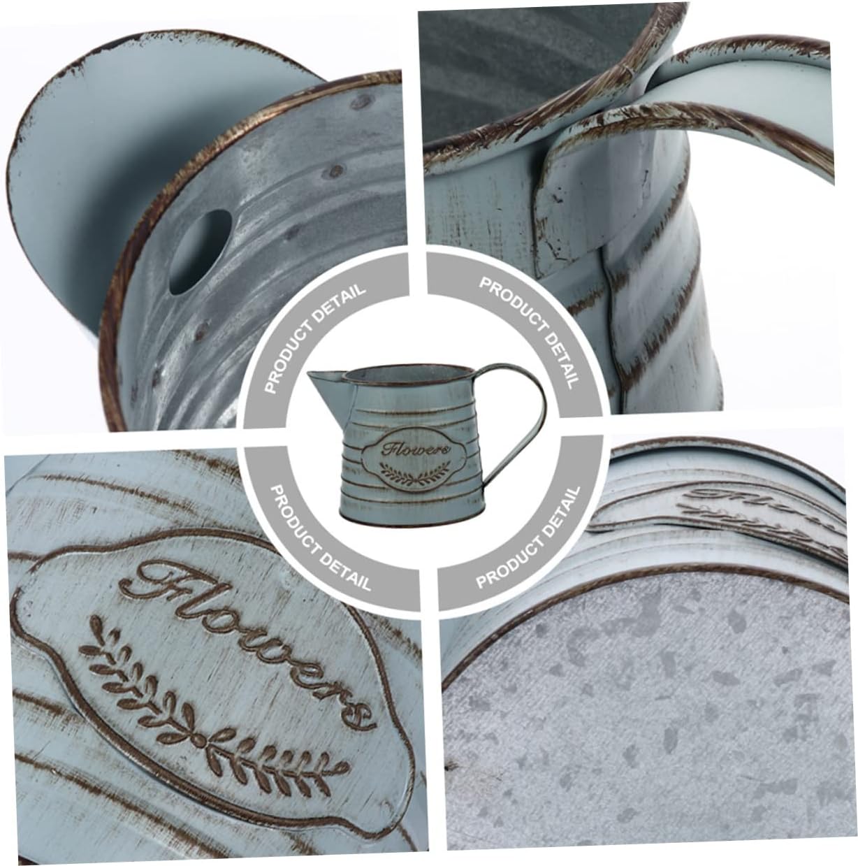 Antique Iron Flowerpot Decorative Vase for Home Office Bonsai Arrangement Vintage Design 2pcs Set