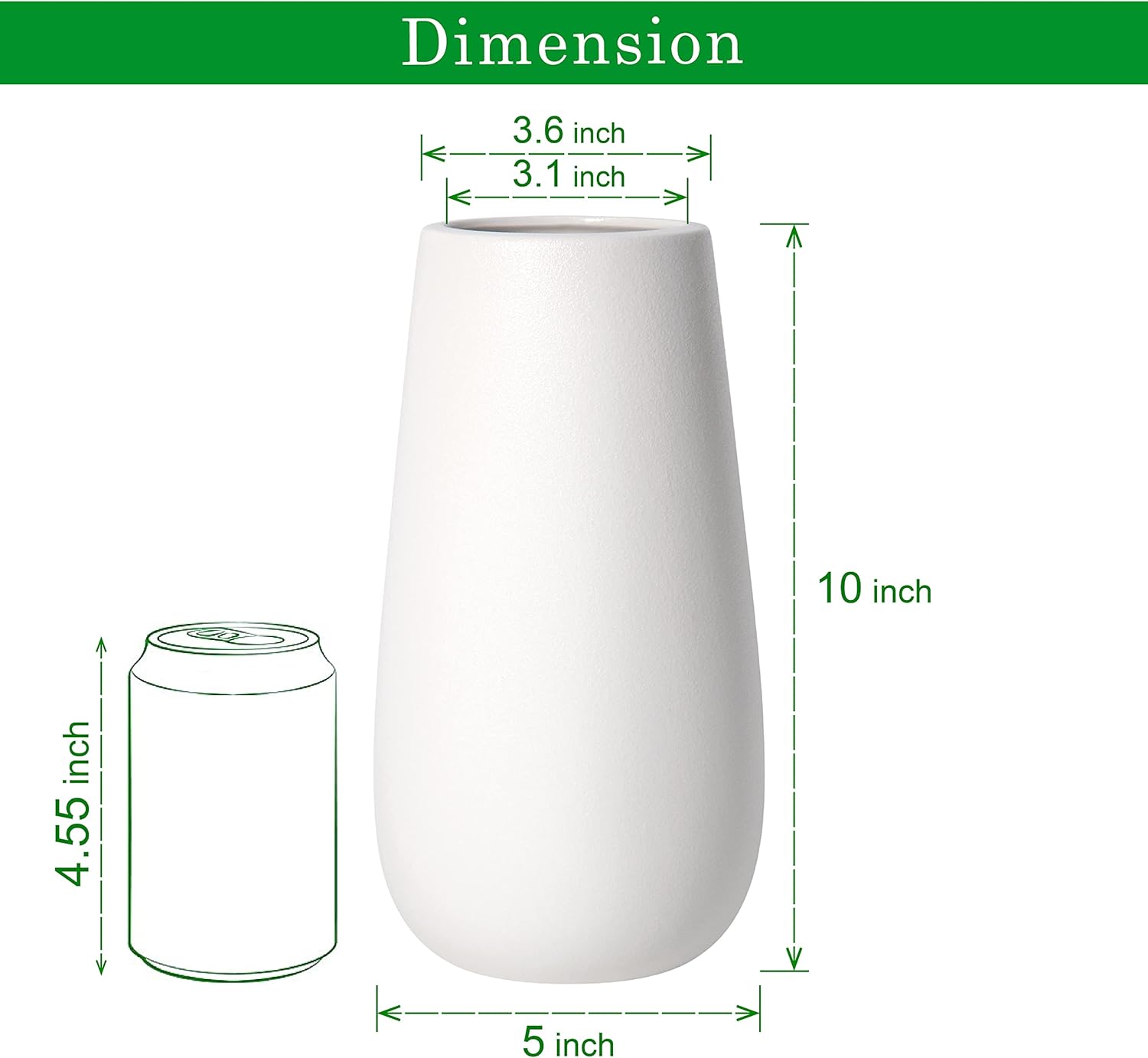 Dvine Dev 10 Inch Ivory Oval Ceramic Flower Vase