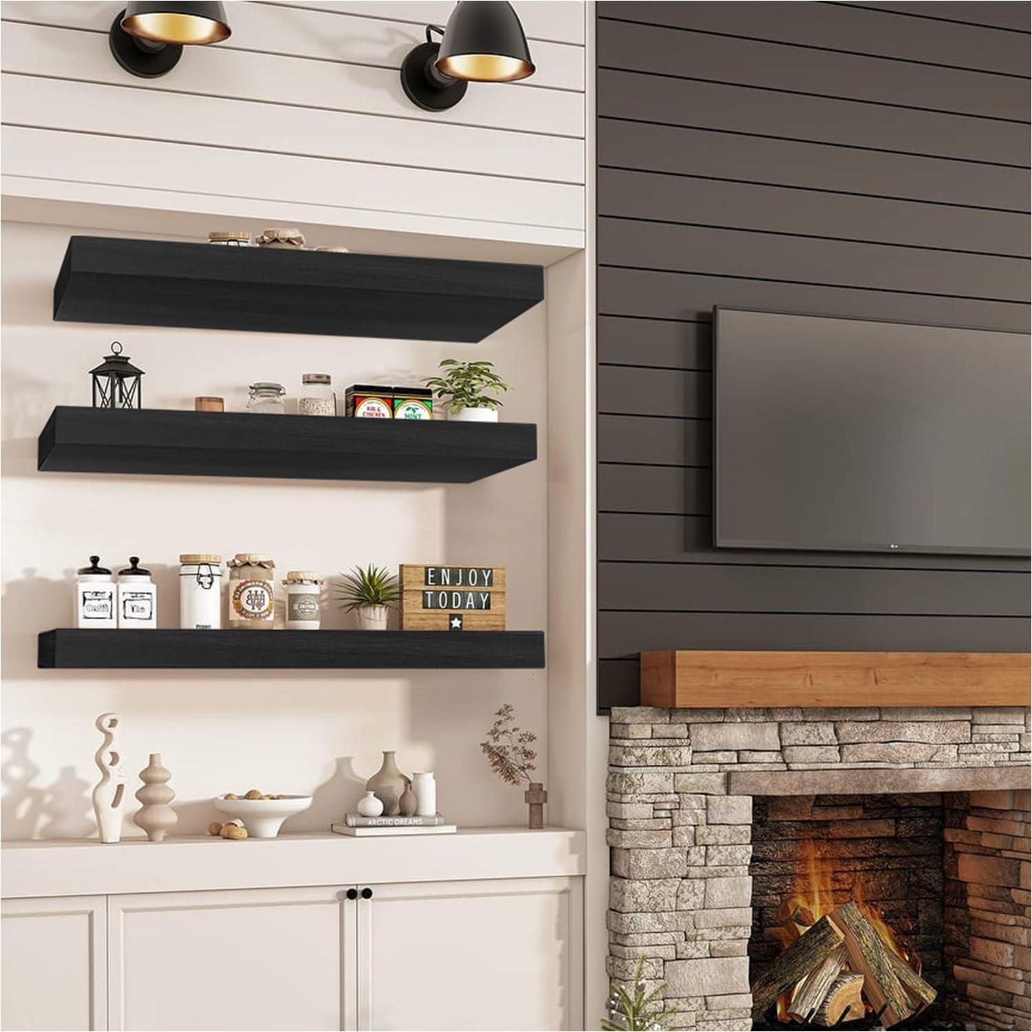 AT-VALY Floating Shelves Set of 3 156IN
