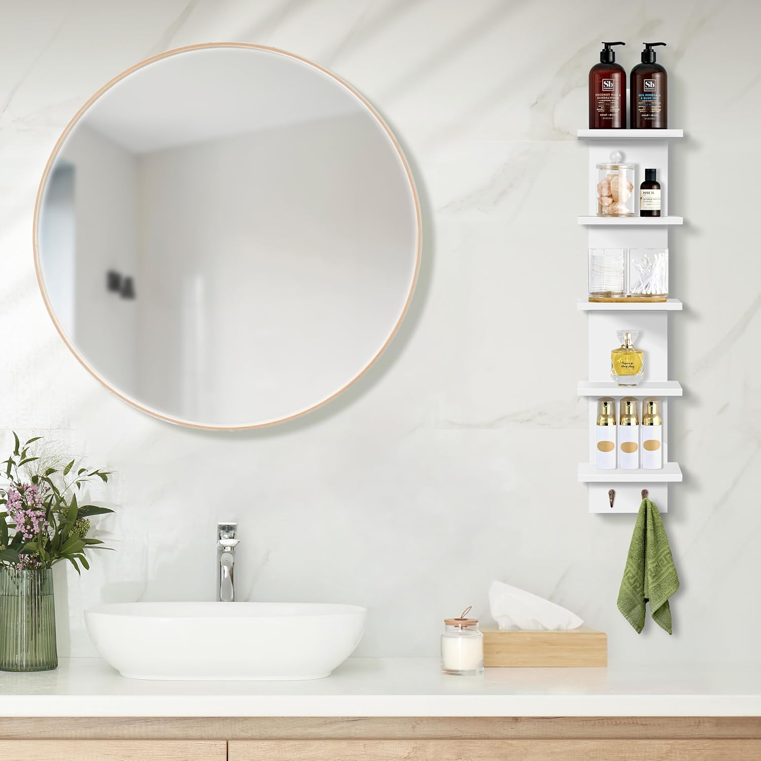 Sorbus 5 Tier Wall Shelf with Hooks 2 Pack