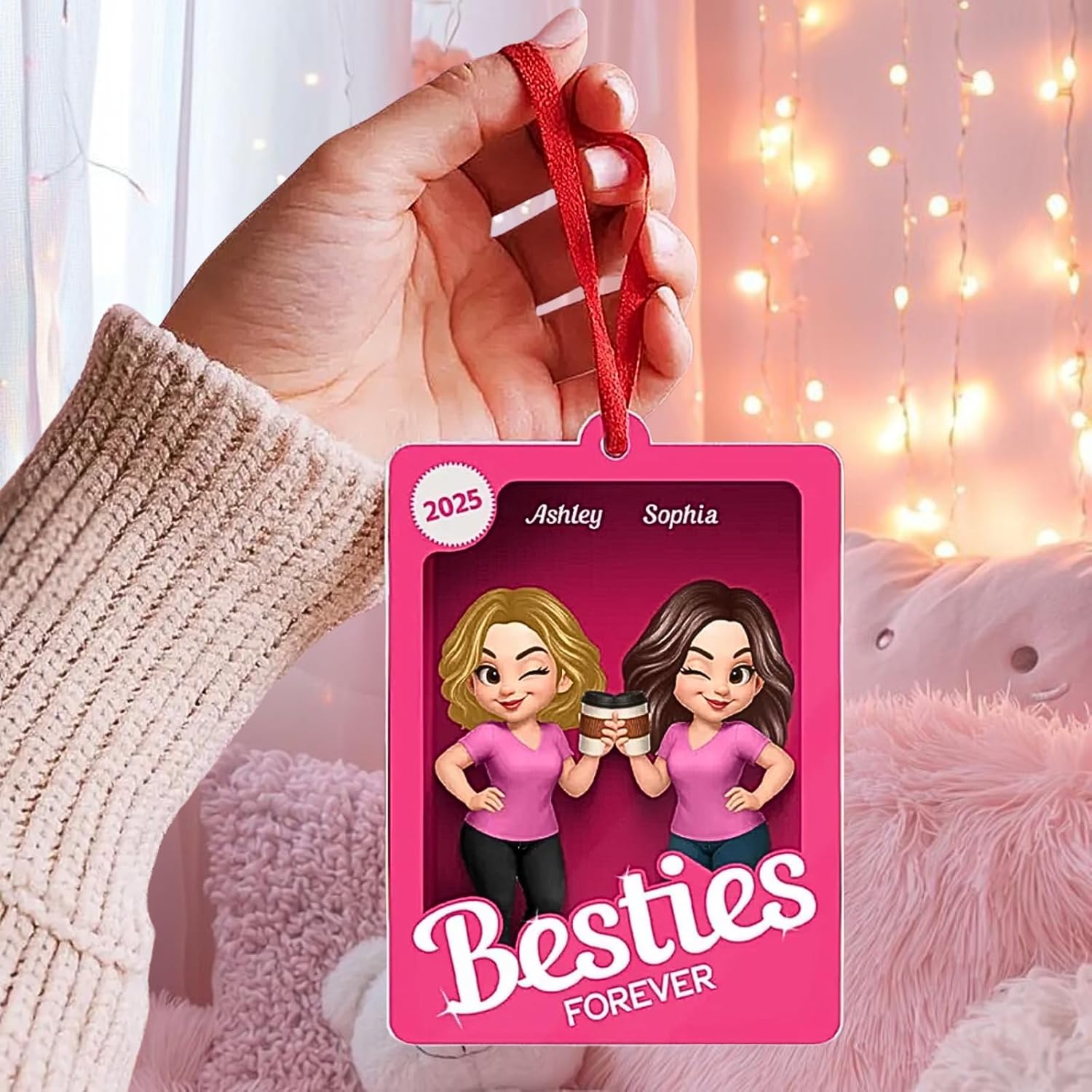 Besties Sisters 3D Pink Toy Box Acrylic Ornament