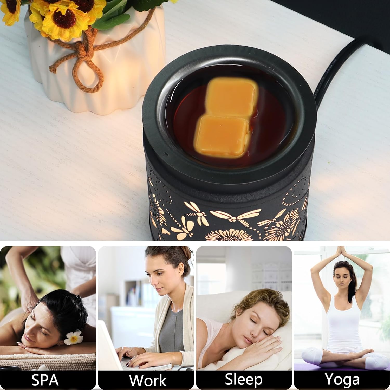 Kobodon Wax Melt Warmer Metal 2 in 1 Scented Candle Oil Burner